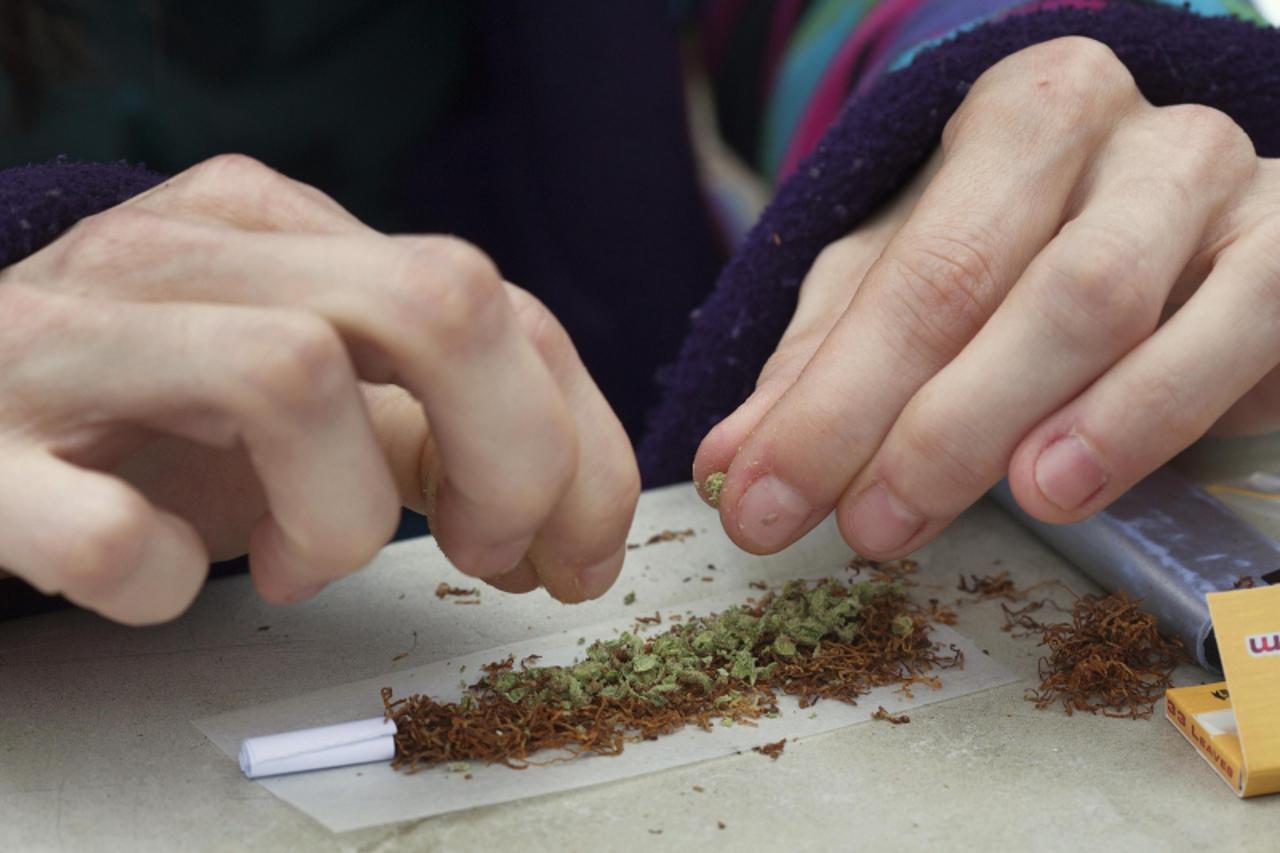 'Heidi from Limburg, Belgium, prepares a joint in the Toermalijn coffee shop in Tilburg April 29, 2012. A controversial law that will make it harder for foreign tourists to buy cannabis at the Netherl