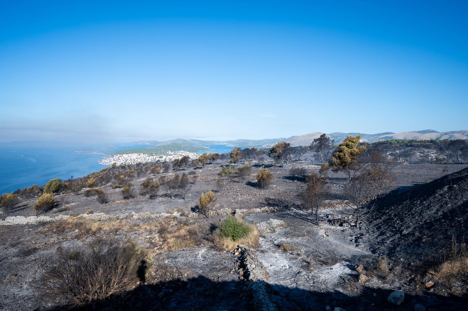 28.07.2023., Posljedice požara na otoku Čiovu.  Photo: Josko Herceg/PIXSELL