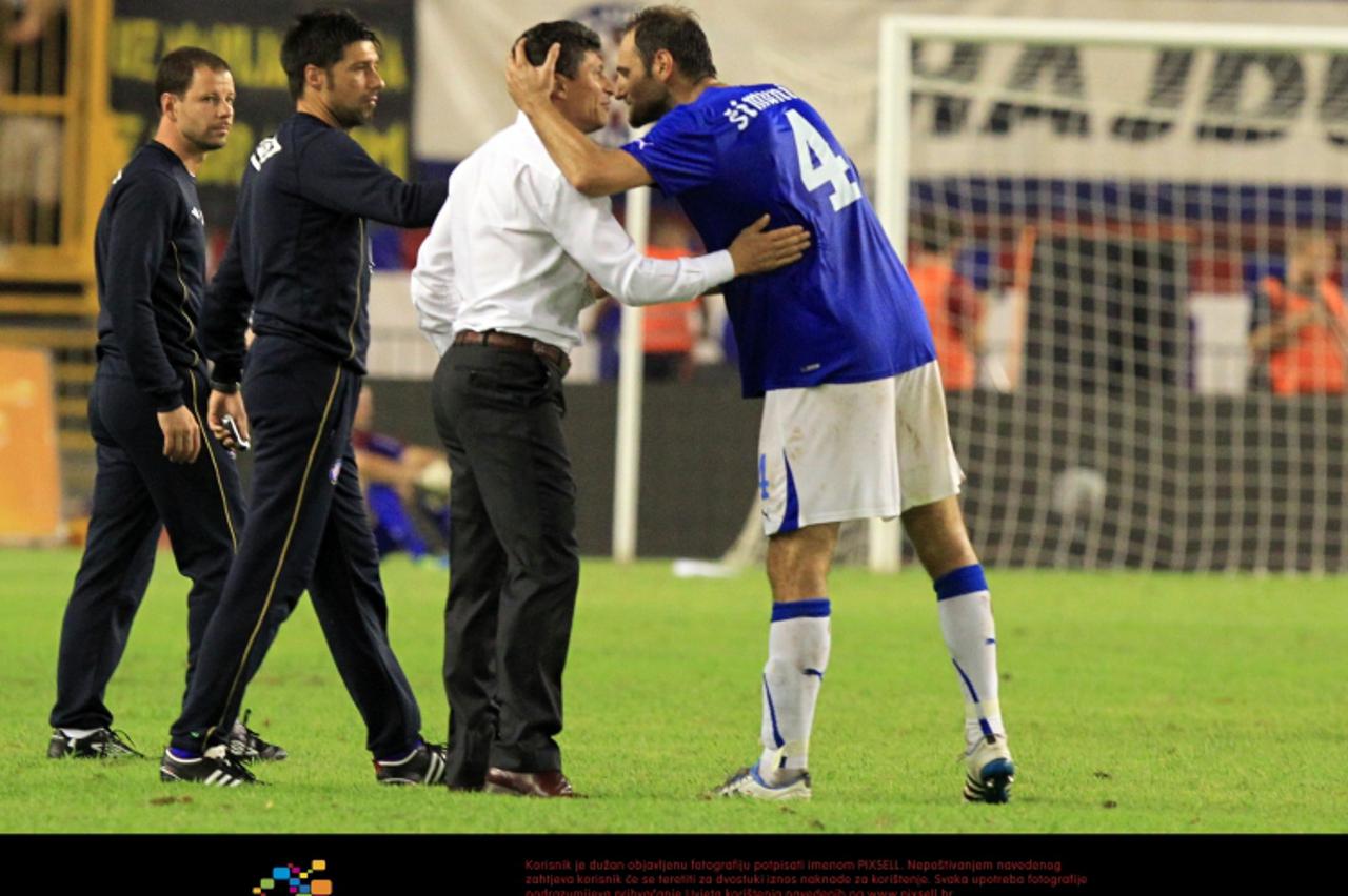 '10.09.2011., Split - Nogometna utakmica 7. kola 1. HNL, NK Hajduk - GNK Dinamo. Josip Simunic, Krasimir Balakov Photo: Dalibor Urukalovic/PIXSELL'