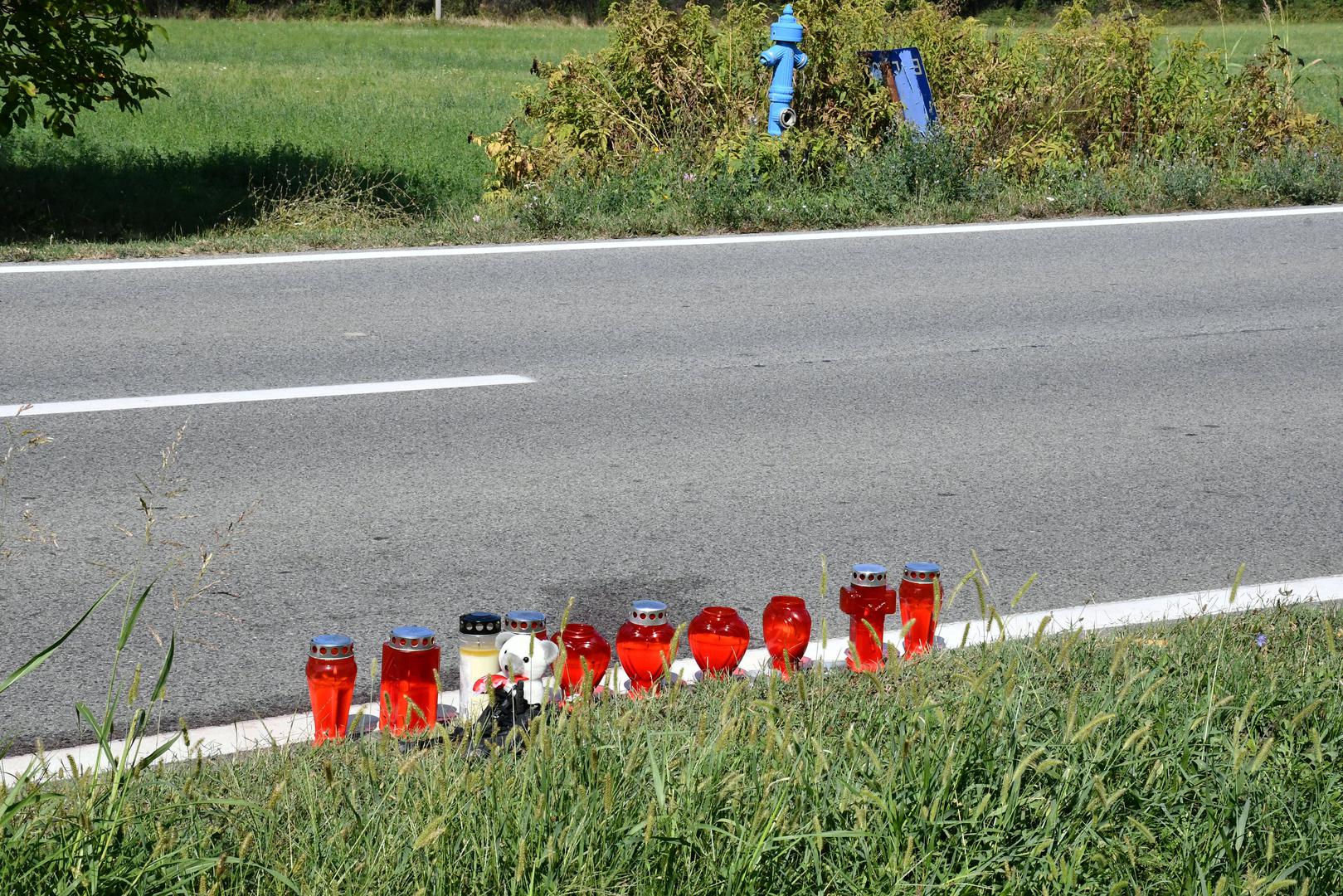 24.08.2024.,  Cage - Mjesto gdje je u petak navecer poginuo dječak (13) koji se vozio biciklom,. Na njega je automobilom naletio alkoholizirani vozac koji se udaljio s mjesta nesrece. Photo: Ivica Galovic/PIXSELL