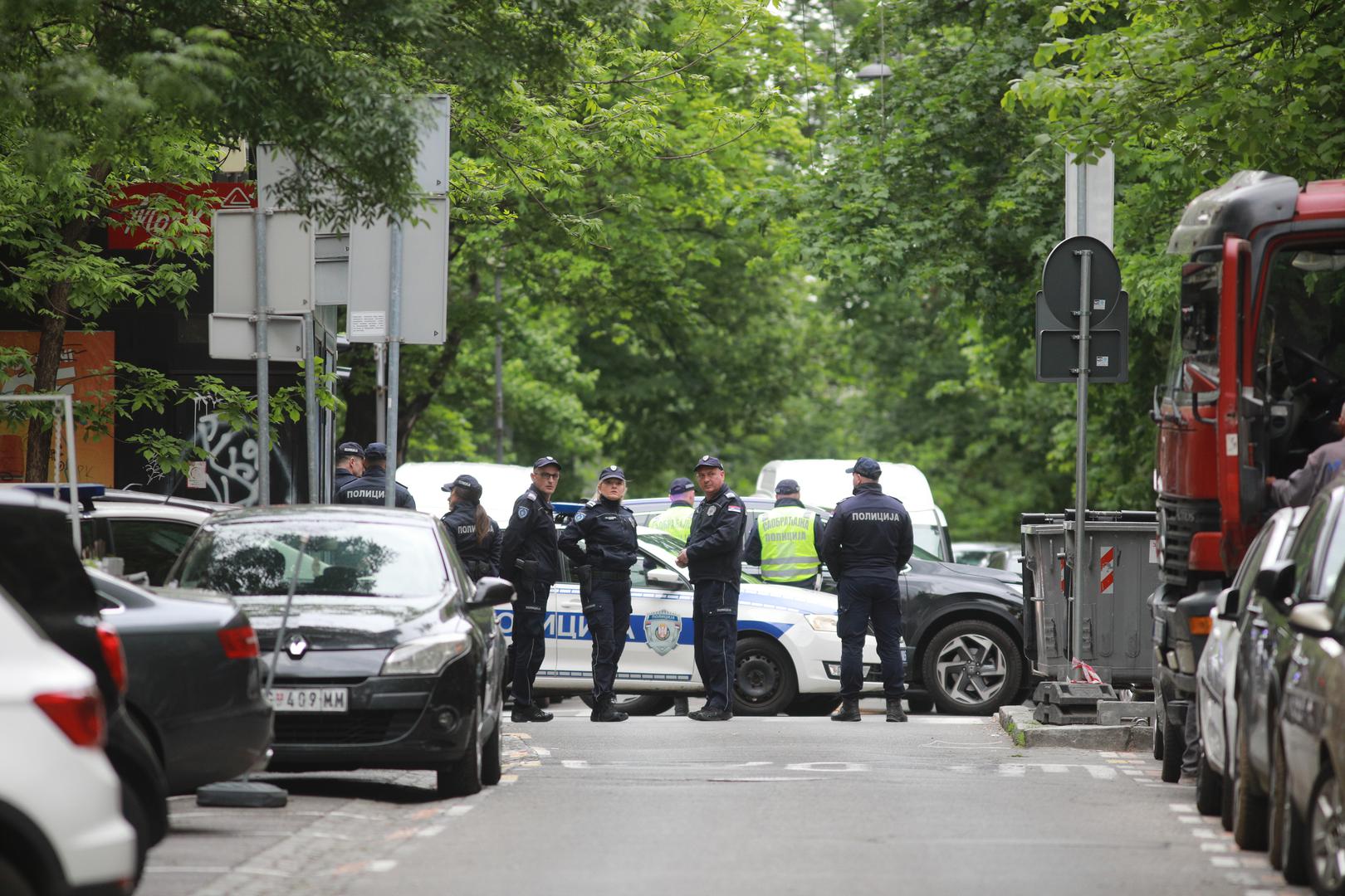 03, May, 2023, Belgrade - A student of the seventh grade of the Elementary School Vladislav Ribnikar is suspected to have fired a pistol at the security guard, the teacher and the students this morning.   

03, maj, 2023, Beograd - Ucenik sedmog razreda Osnovne skole Vladislav Ribnikar kako se sumnja, pucao je jutros iz pistolja na obezbeđenje, nastavnicu i ucenike.    Photo: Milos Tesic/ATAImages/PIXSELL