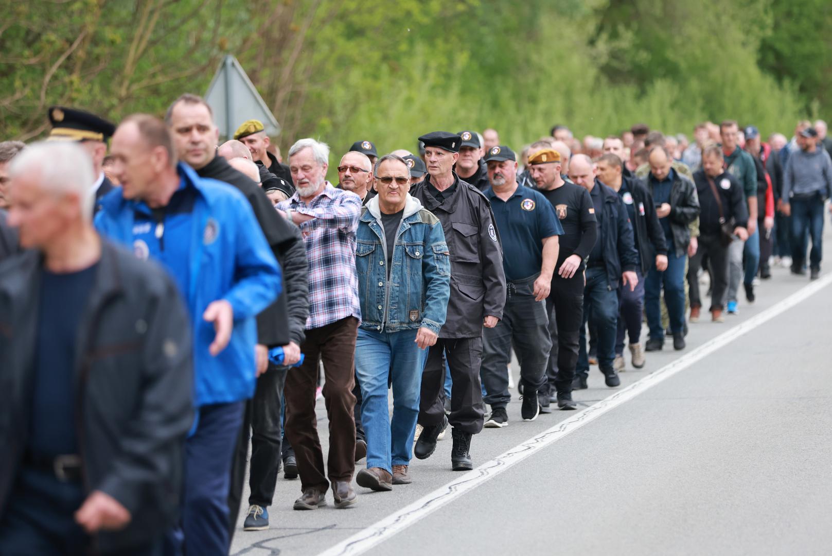 03.04.2024., Belisce - Od Mosta 107. brigade Hrvatske vojske do spomenika poginulim pripadnicima 107. brigade Hrvatske vojske, predsjednik Republike i vrhovni zapovjednik Oruzanih snaga Republike Hrvatske Zoran Milanovic sudjelovao je u svecanom mimohodu povodom 32. obljetnice najvece vojno redarstvene akcije 107. brigade HV-a – Operacije Baranja. Photo: Davor Javorovic/PIXSELL