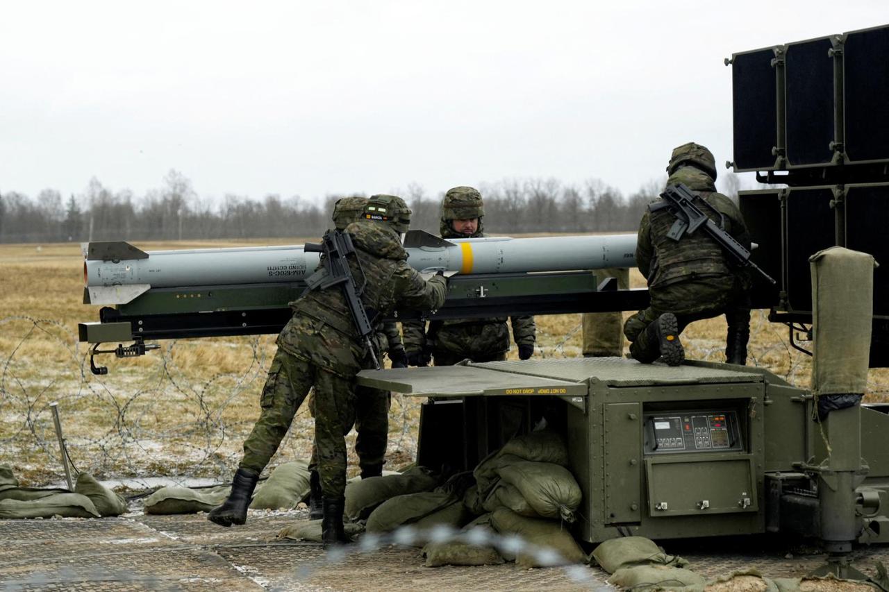 FILE PHOTO: Spanish army prepare NASAMS rocket launcher, in Lielvarde air base