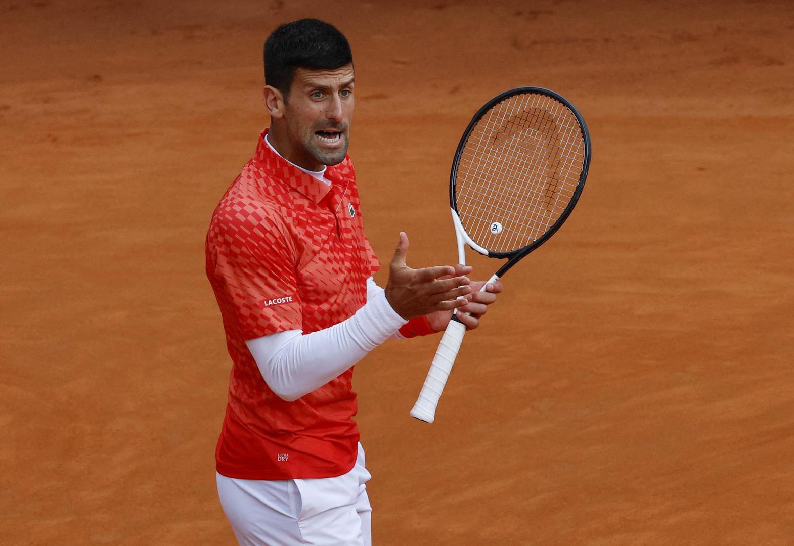 Tennis - Italian Open - Foro Italico, Rome, Italy - May 17, 2023 Serbia's Novak Djokovic reacts during his quarter final match against Denmark's Holger Rune REUTERS/Ciro De Luca Photo: CIRO DE LUCA/REUTERS