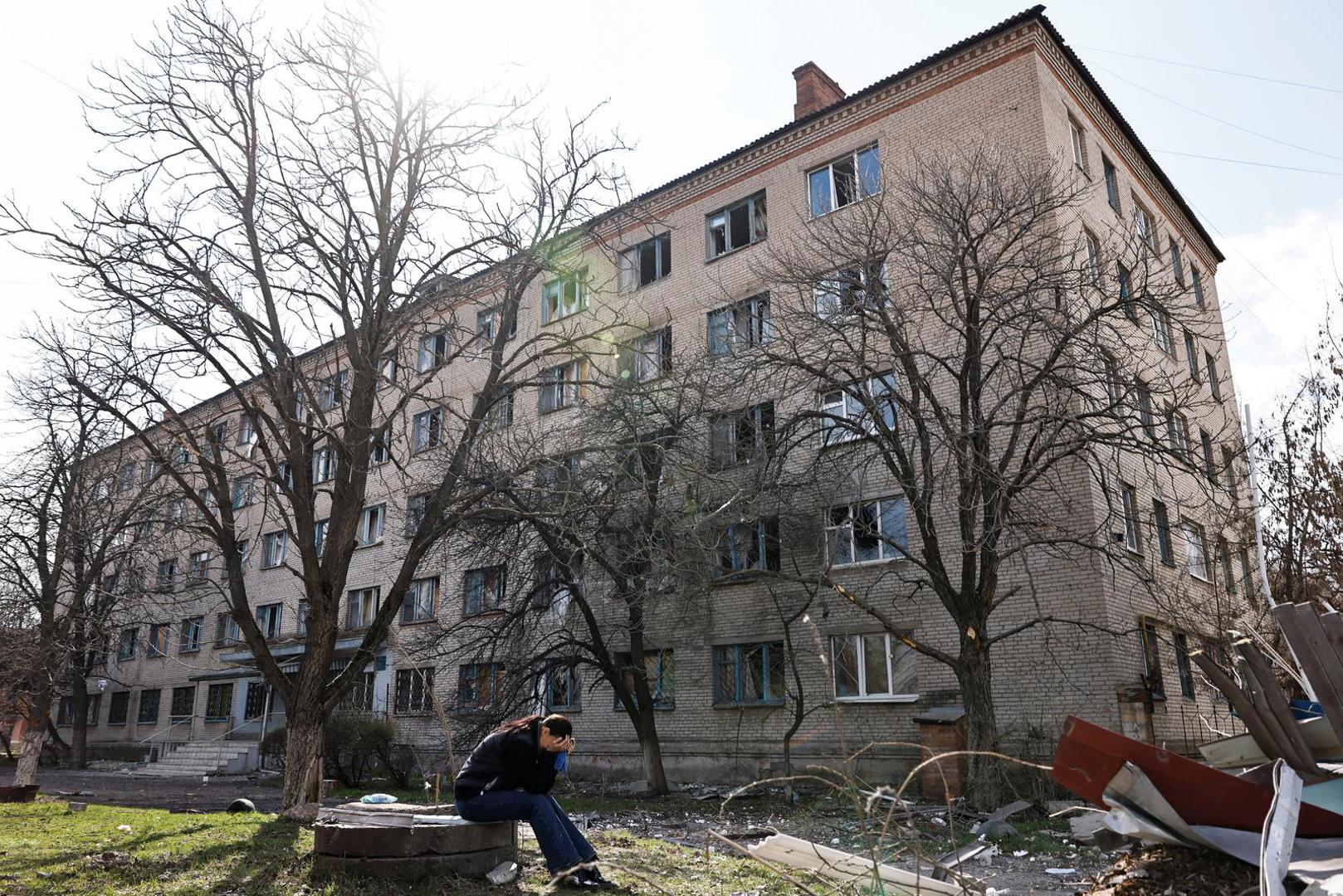 A woman reacts in the aftermath of deadly shelling of an army office building, amid Russia's attack, in Sloviansk, Ukraine, March 27, 2023. REUTERS/Violeta Santos Moura Photo: VIOLETA SANTOS MOURA/REUTERS