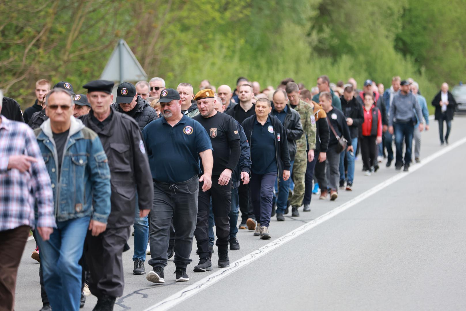 03.04.2024., Belisce - Od Mosta 107. brigade Hrvatske vojske do spomenika poginulim pripadnicima 107. brigade Hrvatske vojske, predsjednik Republike i vrhovni zapovjednik Oruzanih snaga Republike Hrvatske Zoran Milanovic sudjelovao je u svecanom mimohodu povodom 32. obljetnice najvece vojno redarstvene akcije 107. brigade HV-a – Operacije Baranja. Photo: Davor Javorovic/PIXSELL