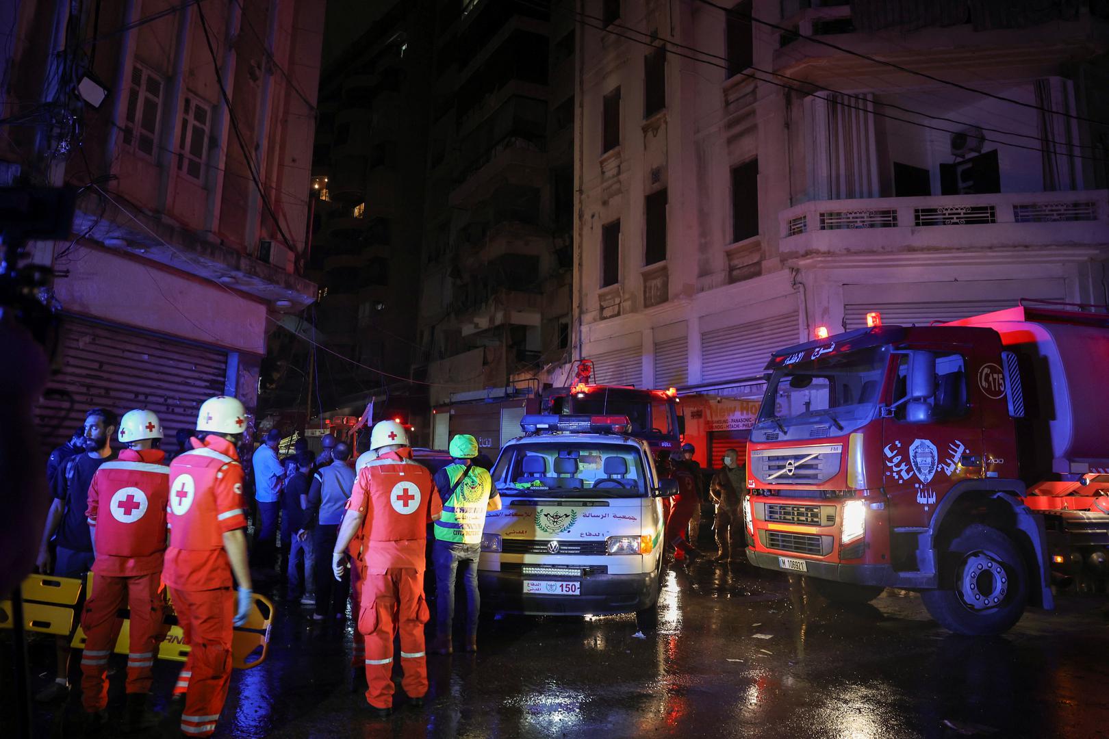 Members of the Red Cross work at the site of an Israeli air strike, amid ongoing hostilities between Hezbollah and Israeli forces, in Ras Al- Nabaa, in Beirut, Lebanon, October 10, 2024. REUTERS/Louisa Gouliamaki Photo: LOUISA GOULIAMAKI/REUTERS