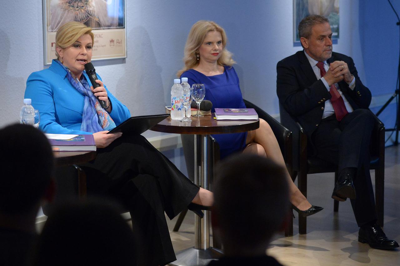 12.5.2016.,Zagreb -  U Klovicevim dvorima, Kolinda Grabar Kitarovic, Milan Bandic i Milana Vukovic Runjic citali su djeci price Ivane Brlic Mazuranic. Photo: Marko Prpic/PIXSELL