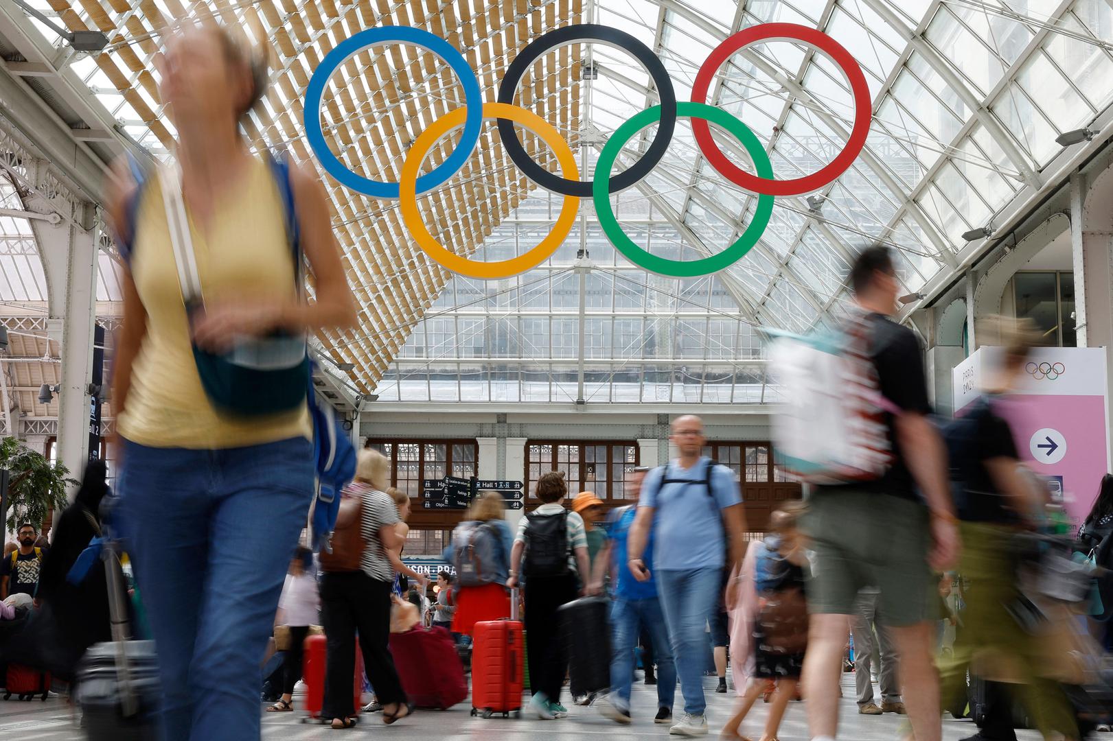 Paris 2024 Olympics - Paris 2024 Olympics Preview - Paris, France - July 22, 2024 General view as the Olympics rings are seen inside the Gare de Lyon ahead of the Paris 2024 Olympics REUTERS/Stefan Wermuth Photo: Stefan Wermuth/REUTERS