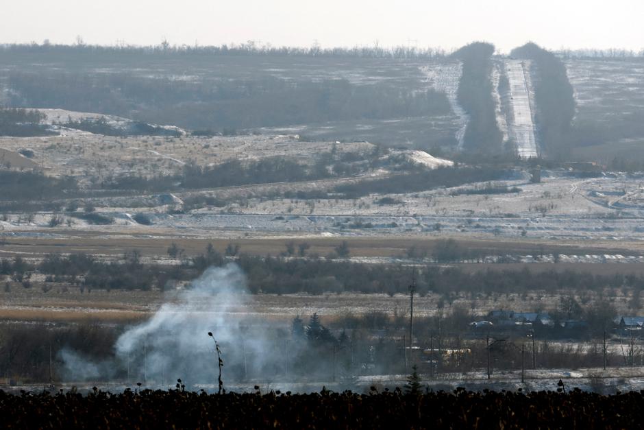 FILE PHOTO: Russian strike during 36-hour Orthodox Christmas ceasefire, in Bakhmut