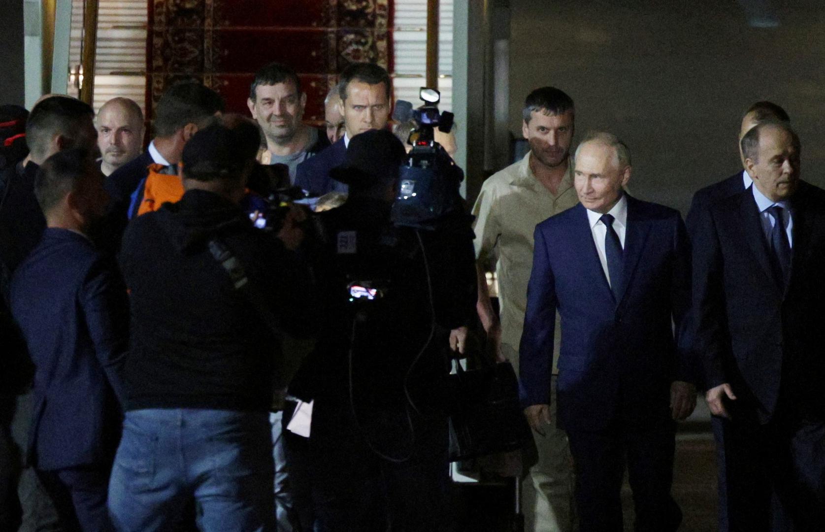 Russian President Vladimir Putin attends a ceremony to welcome Russian nationals, who were released in a prisoner exchange between Russia and Western countries, at Vnukovo International Airport in Moscow, Russia August 1, 2024. Sputnik/Gavriil Grigorov/Pool via REUTERS ATTENTION EDITORS - THIS IMAGE WAS PROVIDED BY A THIRD PARTY. Photo: Gavriil Grigorov/REUTERS