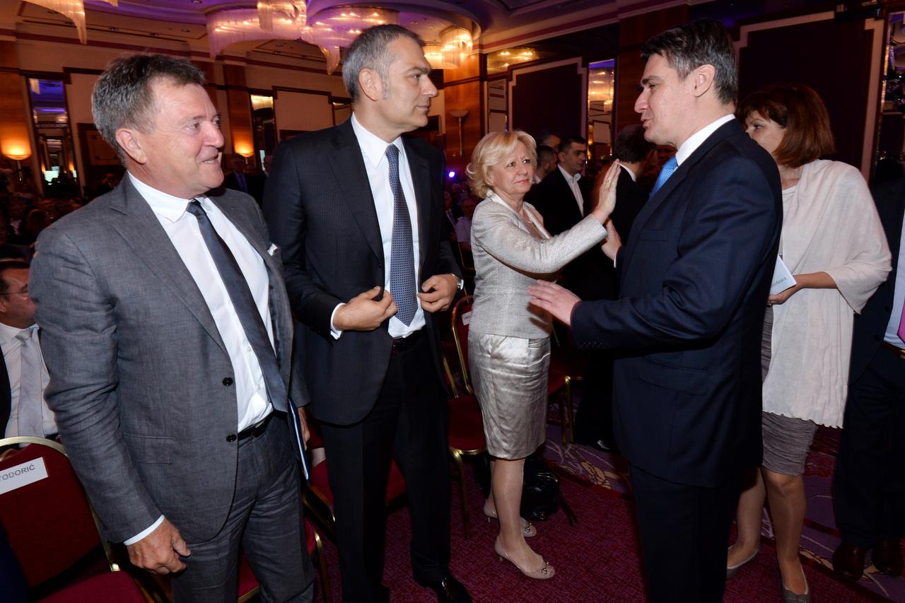 15.06.2015., hotel Westin, Zagreb - Dan poduzetnika na temu: Vizija, odgovornost i ljudi - recept za uspjeh. Emil Tedeschi, Ljerka Puljic, Zoran Milanovic.  Photo: Marko Lukunic/PIXSELL