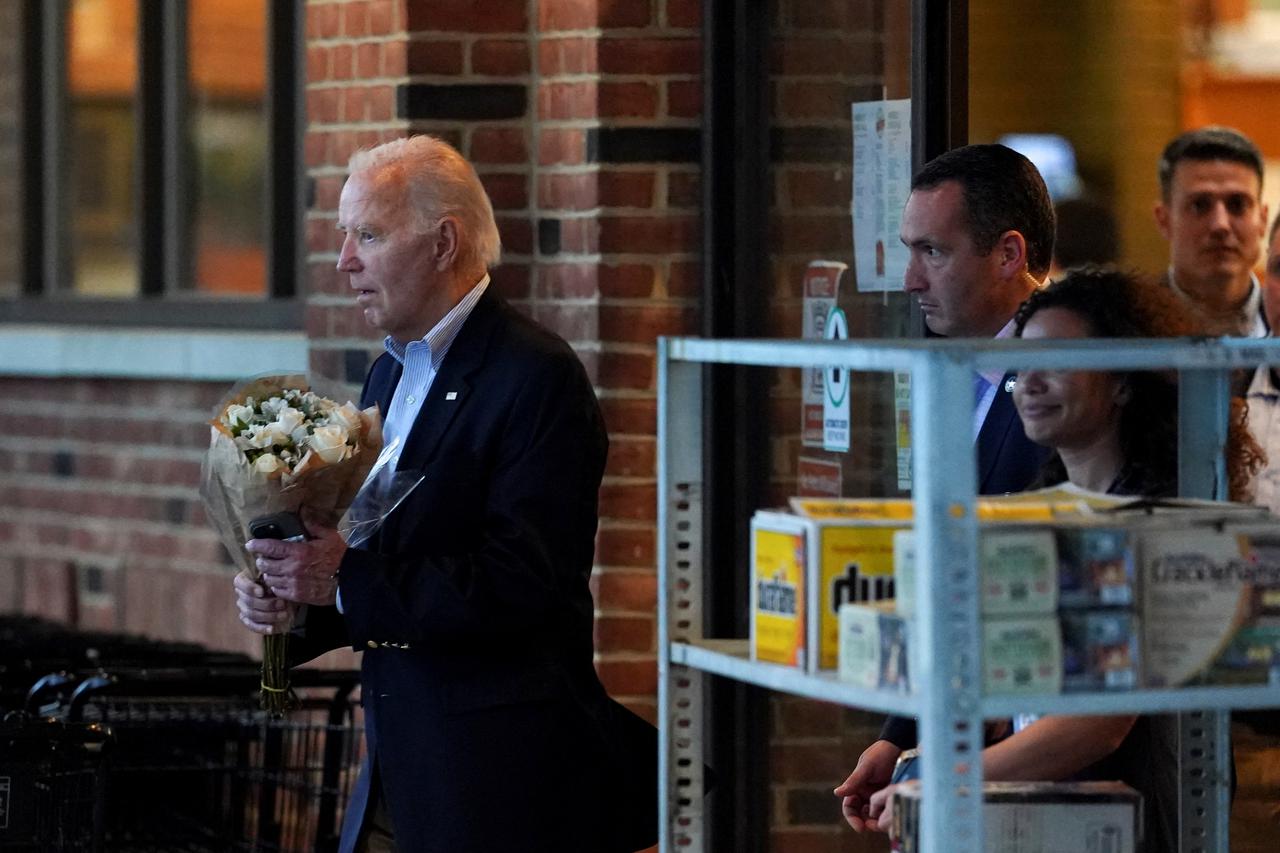 U.S. President Joe Biden visits Janssen's Market in Wilmington, Delaware