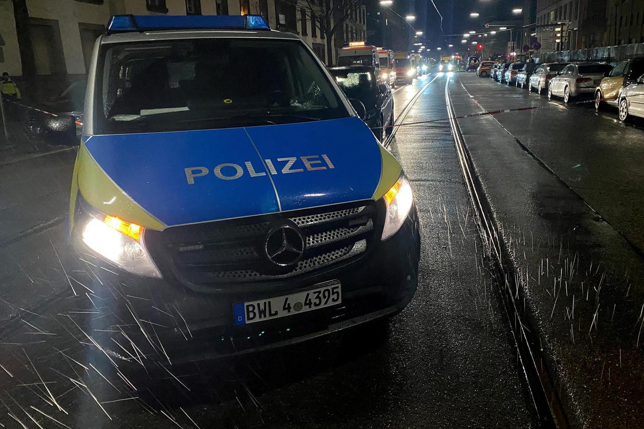 German police at scene at hostage situation at Karlsruhe pharmacy