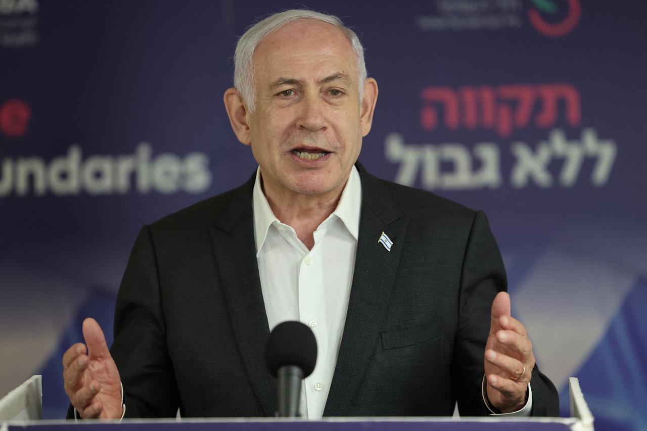 Israeli Prime Minister Benjamin Netanyahu speaks during a press conference at the Sheba Tel-HaShomer Medical Centre, in Ramat Gan