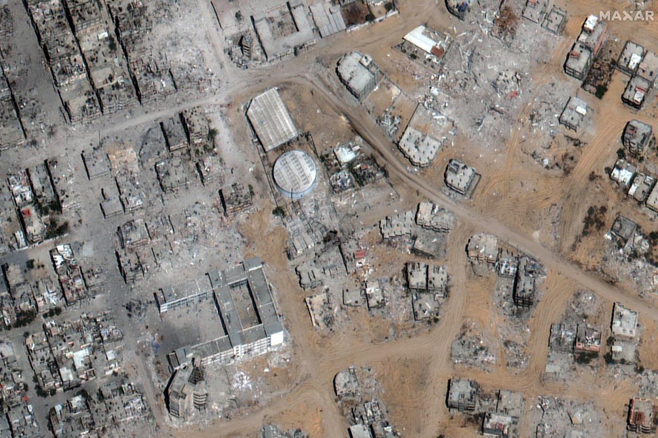 A satellite image shows the Canada Well water facility in Tel al-Sultan, Rafah, after the site was damaged in an Israeli Army explosion