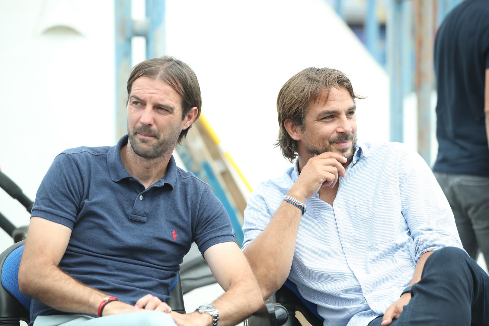 07.08.2022., Zagreb - Poznati na zavrsnici turnira Mladen Ramljak. Utakmica GNK Dinamo protiv Udinese. Mihael Mikic i Niko Kranjcar. Photo: Sanjin Strukic/PIXSELL