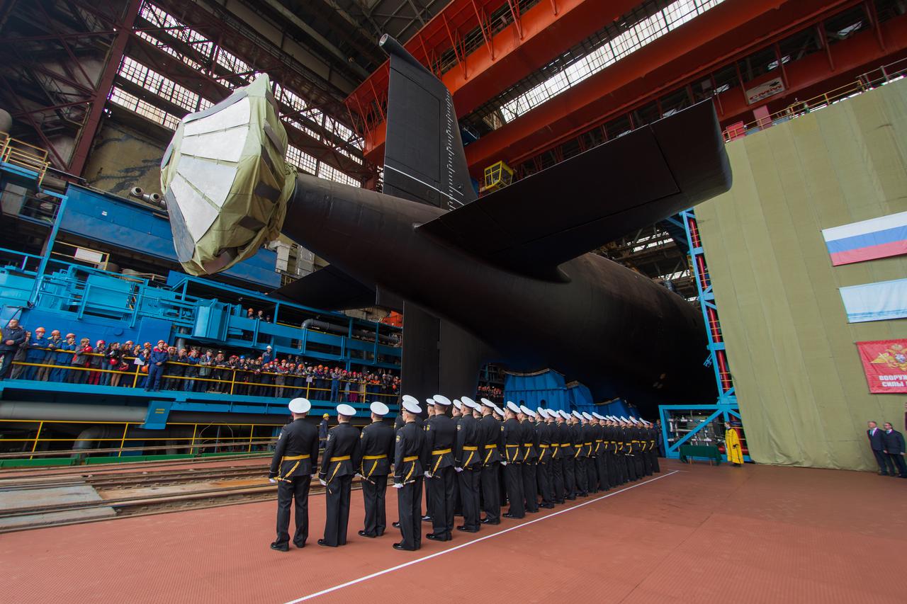 K-571 Krasnoyarsk nuclear submarine launched in Severodvinsk, Russia