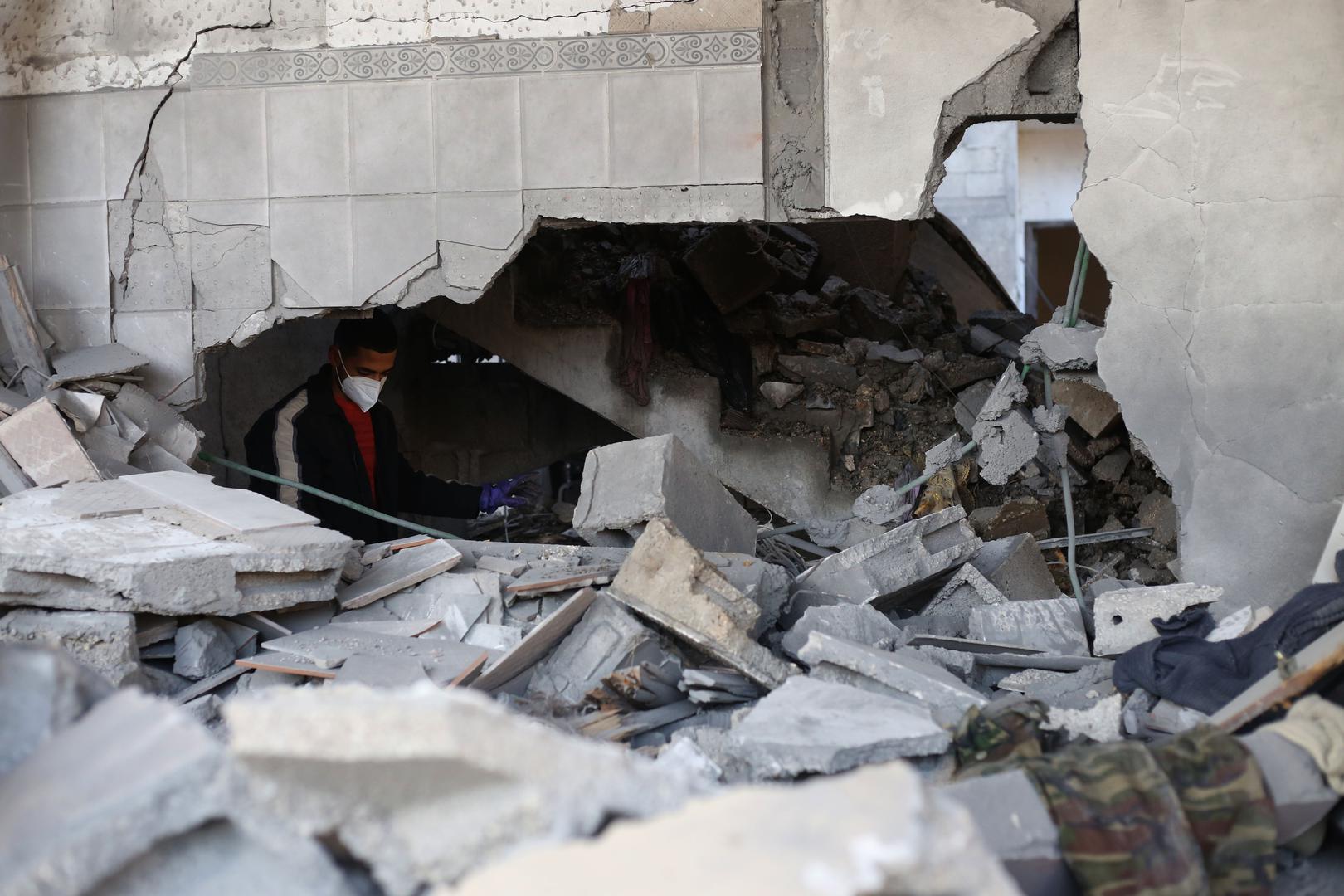 (240221) -- RAFAH, Feb. 21, 2024 (Xinhua) -- A man checks the rubble of a building destroyed in an Israeli air strike in the southern Gaza Strip city of Rafah, on Feb. 21, 2024. The Palestinian death toll in the Gaza Strip has risen to 29,313, with 69,333 others wounded, as the Israel-Hamas conflict continues, the Hamas-run Health Ministry said in a press statement on Wednesday.    During the past 24 hours, the Israeli army killed 118 Palestinians and wounded 163 others in the coastal enclave, it added. (Photo by Khaled Omar/Xinhua) Photo: Khaled Omar/XINHUA