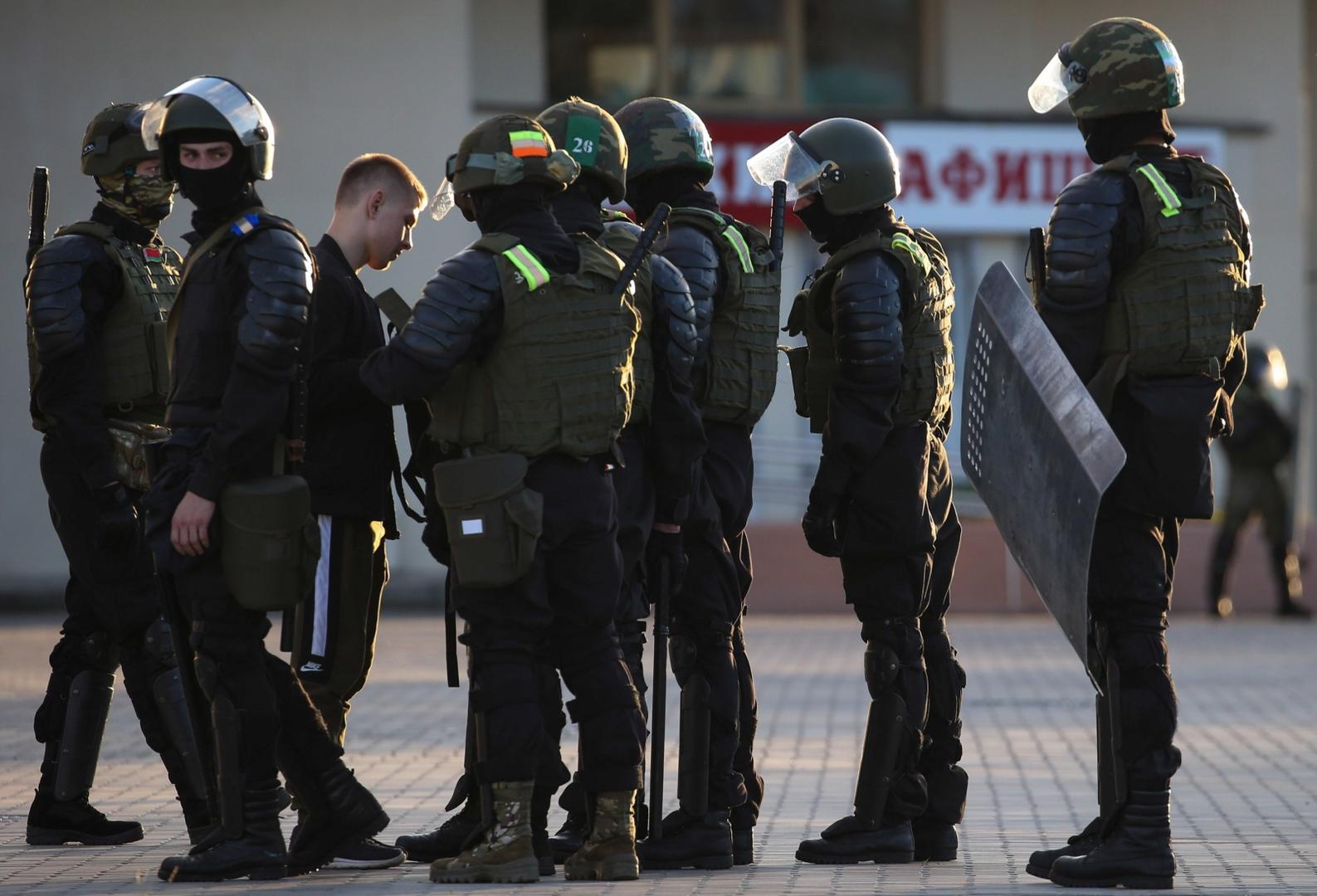 MINSK, BELARUS - AUGUST 11, 2020: Belarusian law enforcement officers detain a participant in a protest against the results of the 2020 Belarusian presidential election. Mass protests erupted in major cities across Belarus in the evening of August 9. Natalia Fedosenko/TASS Photo via Newscom Newscom/PIXSELL