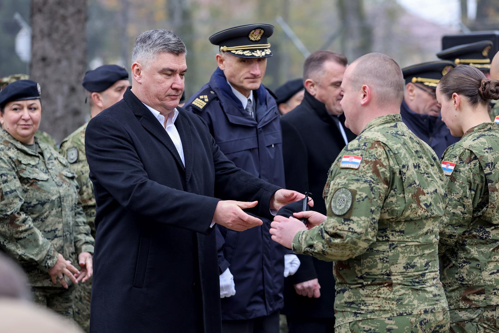 08.11.2024., Gospic - Predsjednik Republike i vrhovni zapovjednik Oruzanih snaga Republike Hrvatske Zoran Milanovic sudjelovao je na obiljezavanju 32. obljetnice ustrojavanja 9. gardijske brigade „Vukovi“ i Dana Motorizirane bojne „Vukovi“ Gardijske mehanizirane brigade Photo: Sime Zelic/PIXSELL