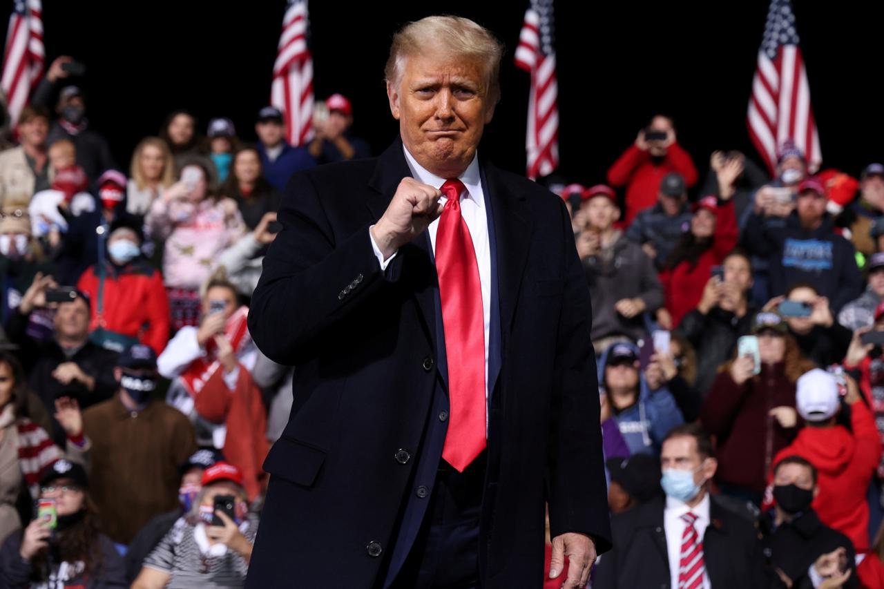 U.S. President Trump campaigns for Republican U.S. senators Perdue and Loeffler during a rally in Valdosta, Georgia