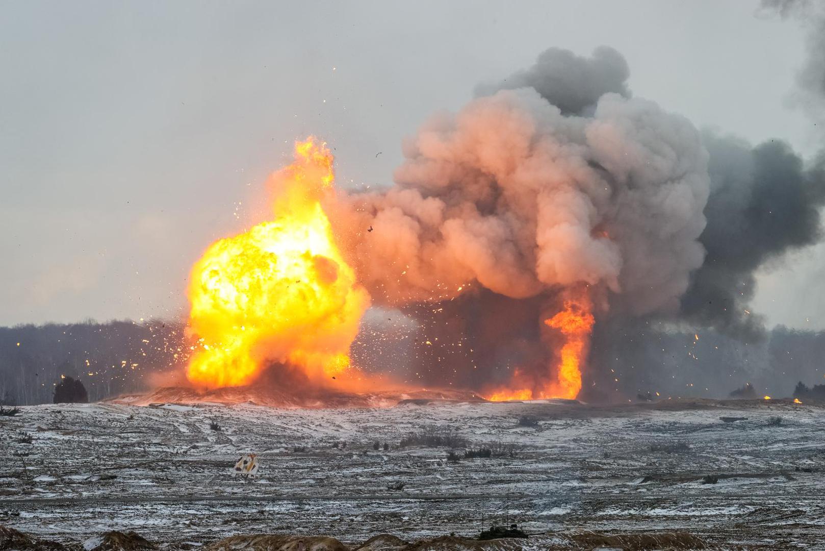 BREST REGION, BELARUS - FEBRUARY 3, 2022: An exercise to test response forces of the Union State of Russia and Belarus is held at Brestsky firing range. Combined arms, paratrooper, artillery and air force units have completed field firing. Gavriil Grigorov/TASS Photo via Newscom Photo: Gavriil Grigorov/NEWSCOM