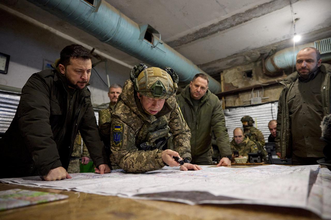 FILE PHOTO: Ukraine's President Zelenskiy visits Ukrainian troops in Kupiansk