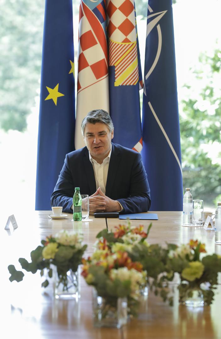 26.05.2022., Zagreb - Predsjednik Republike Zoran Milanovic primio je u posjet admirala Roba Bauera, predsjedavajuceg Vojnog odbora NATO-a. Photo: Jurica Galoic/PIXSELL