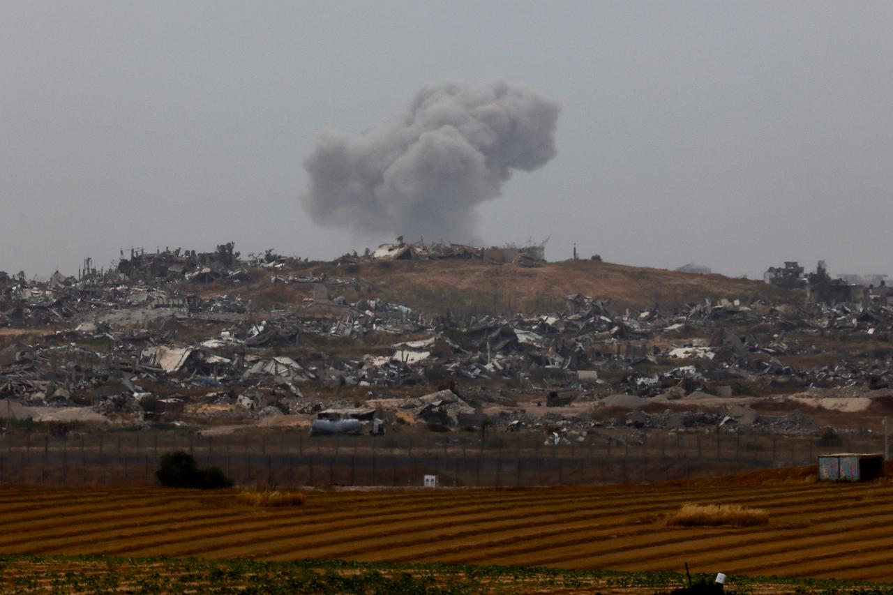 Smoke rises from an airstrike in Gaza
