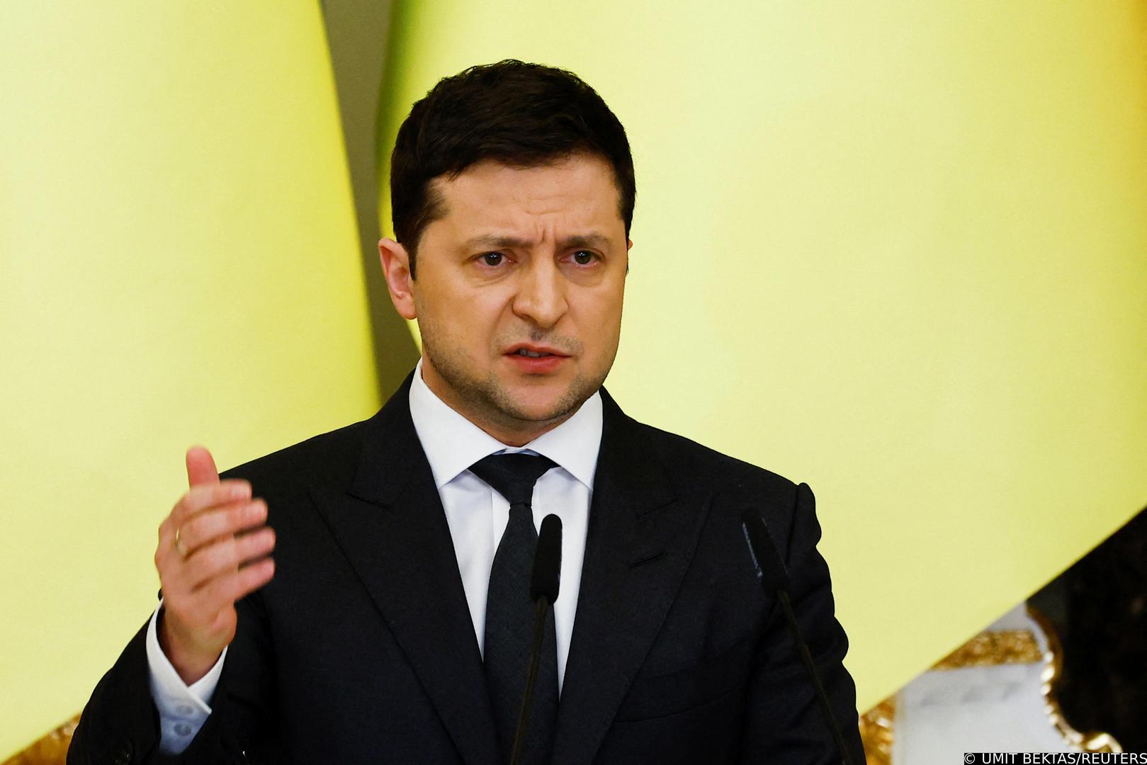 Ukrainian President Volodymyr Zelenskiy holds a joint news conference with Polish President Andrzej Duda and Lithuanian President Gitanas Nauseda in Kyiv, Ukraine February 23, 2022. REUTERS/Umit Bektas Photo: UMIT BEKTAS/REUTERS