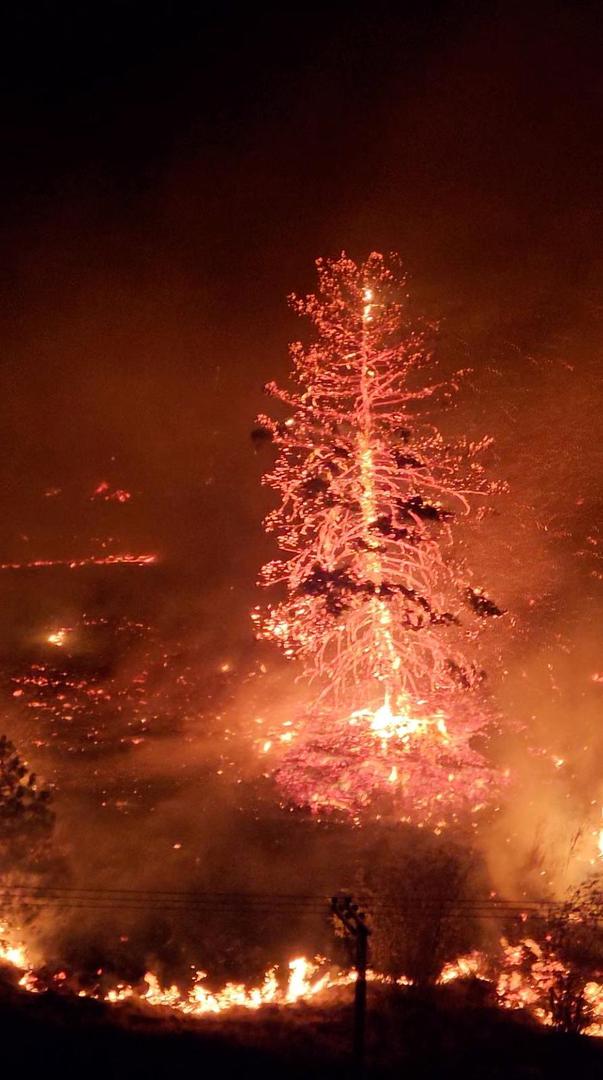 A view shows a wildfire in West Kelowna, British Columbia, Canada August 17, 2023, in this screen grab obtained from a social media video. Youtube@DevonspittleREAL/via REUTERS  THIS IMAGE HAS BEEN SUPPLIED BY A THIRD PARTY. MANDATORY CREDIT. NO RESALES. NO ARCHIVES. Photo: YOUTUBE@DEVONSPITTLEREAL/REUTERS