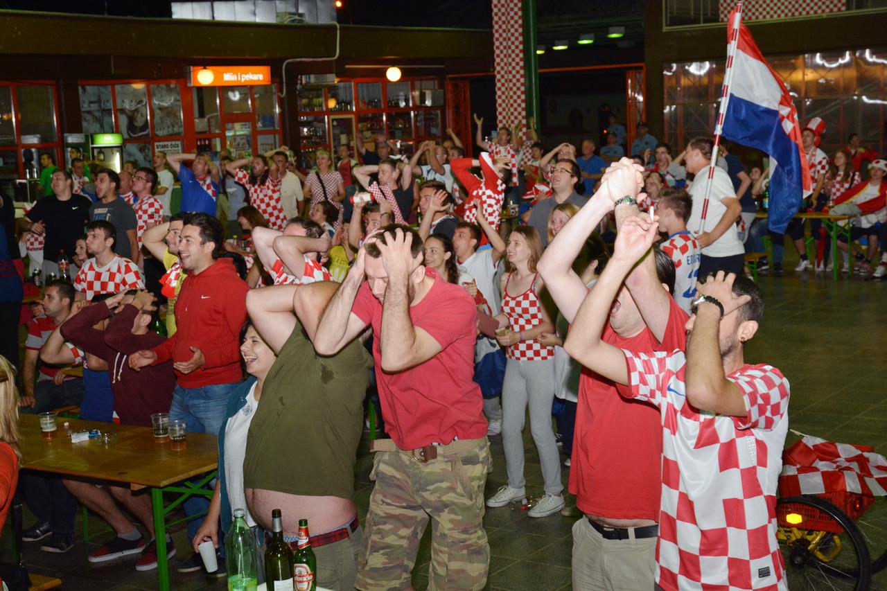 12.06.2014., Sisak - Vecina Siscana utakmicu nase reprezentacije protiv Brazila gledala je u natkrivenom prostoru Gradske trznice.  Photo: Nikola Cutuk/PIXSELL