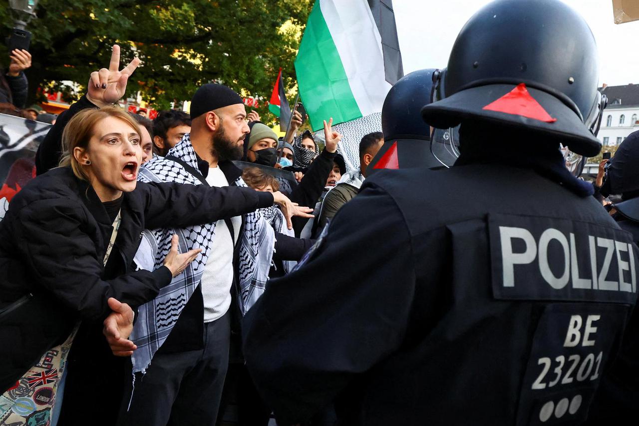 Demonstration in support of Palestinians on the one-year anniversary of Hamas' October 7 attack, in Berlin