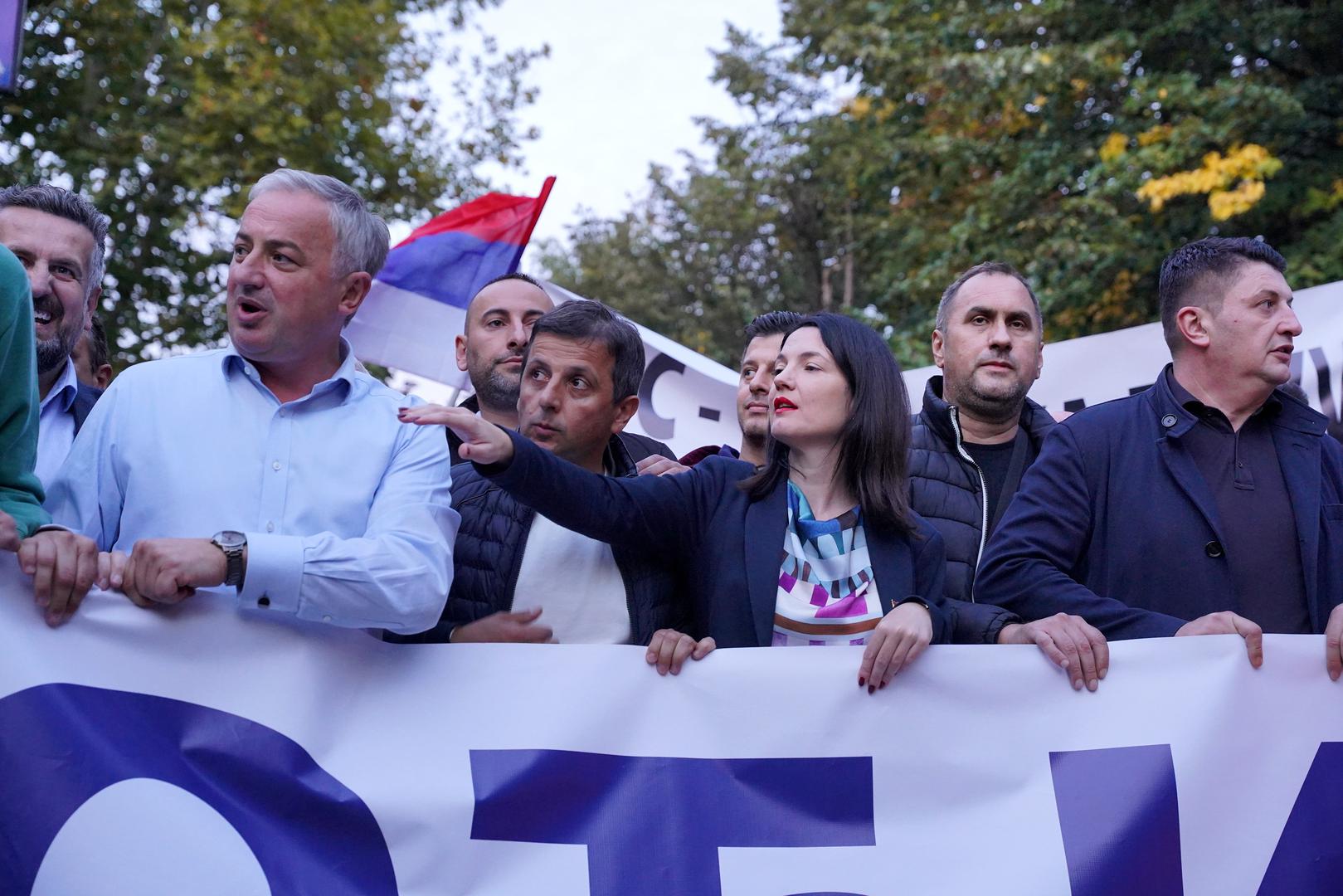 06.10.2022., Banja Luka, Bosna i Hercegovina - U Banjoj Luci odrzan je prosvjed opozicije protiv, kako tvrde, kradje Milorada Dodika na ovogodisnjim Opcim izborima. Na prosvjed je stigla i Dodikova protukandidatkinja na izborima Jelena Trivic.  Photo: Dejan Rakita/PIXSELL