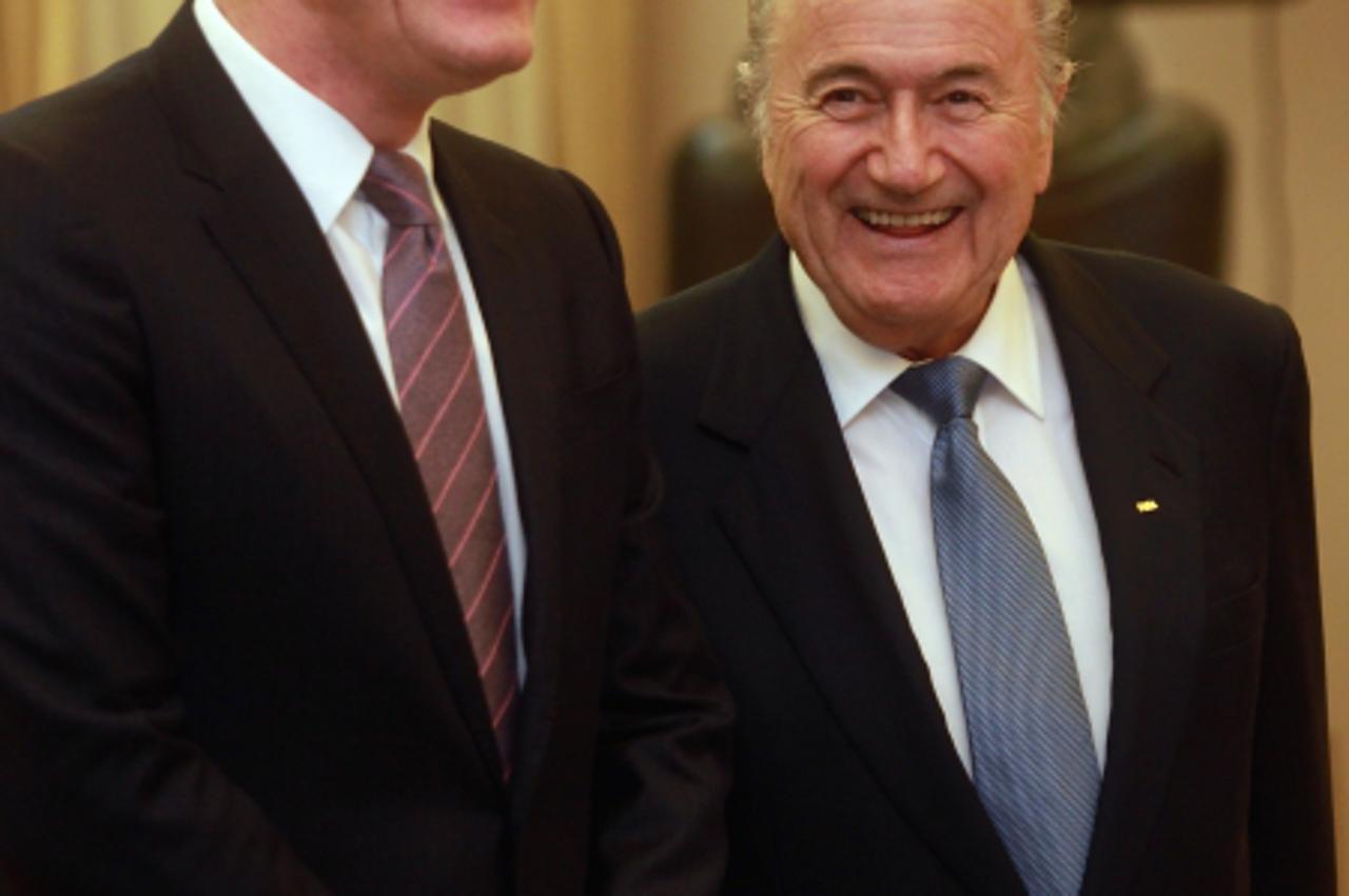 '04.12.2012., Zagreb - Predsjednik HNS-a Davor Suker i predsjednik FIFA-e Sepp Blatter na prijemu kod predsjednika RH povodom proslave 100. godisnjice Hrvatskog nogometnog saveza.  Photo: Zarko Basic/