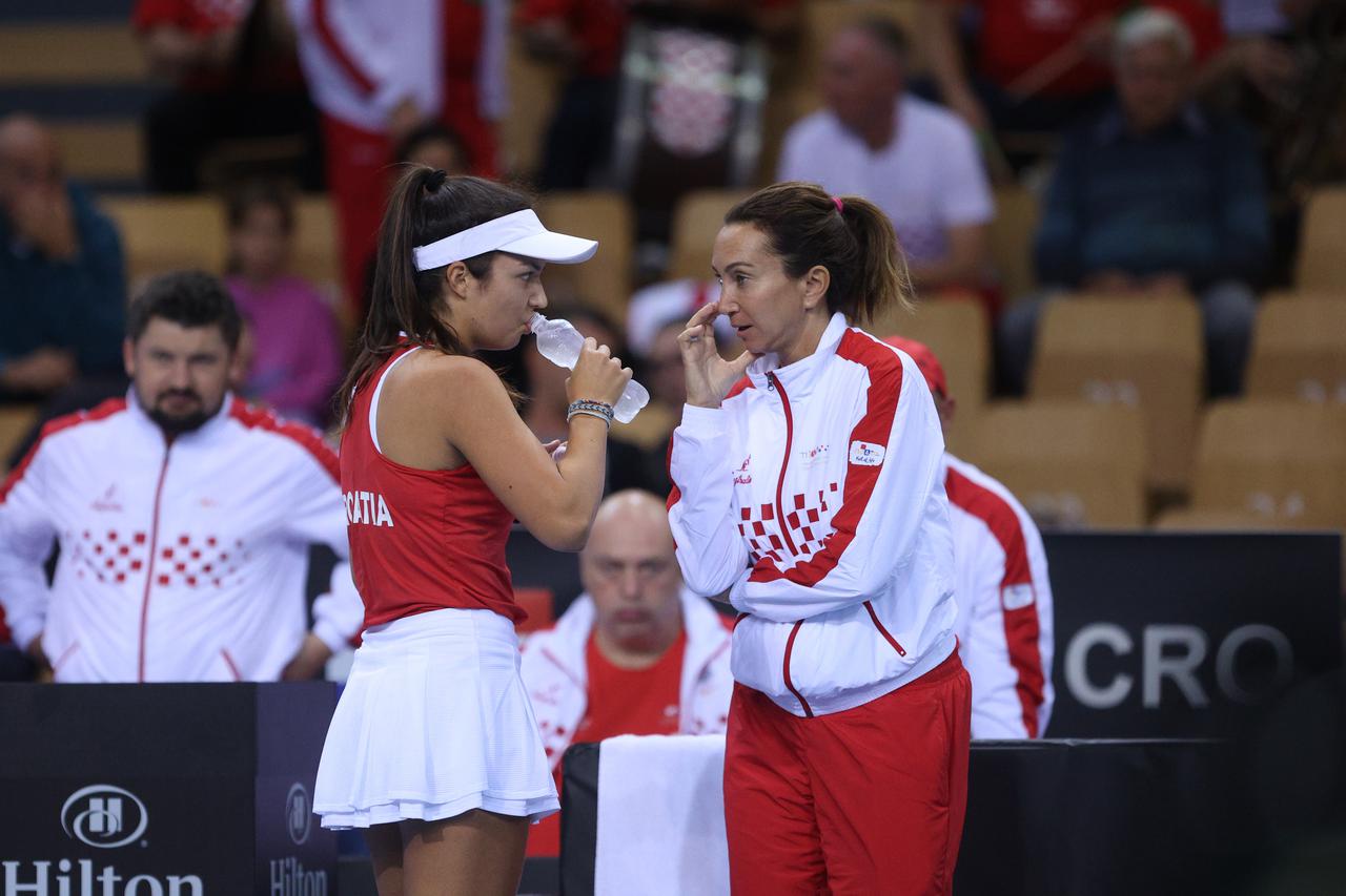 Rijeka: Billie Jean King Cup teniski turnir, dvoboj tenisačica Hrvatske i Njemačke, Marčink/Niemeier