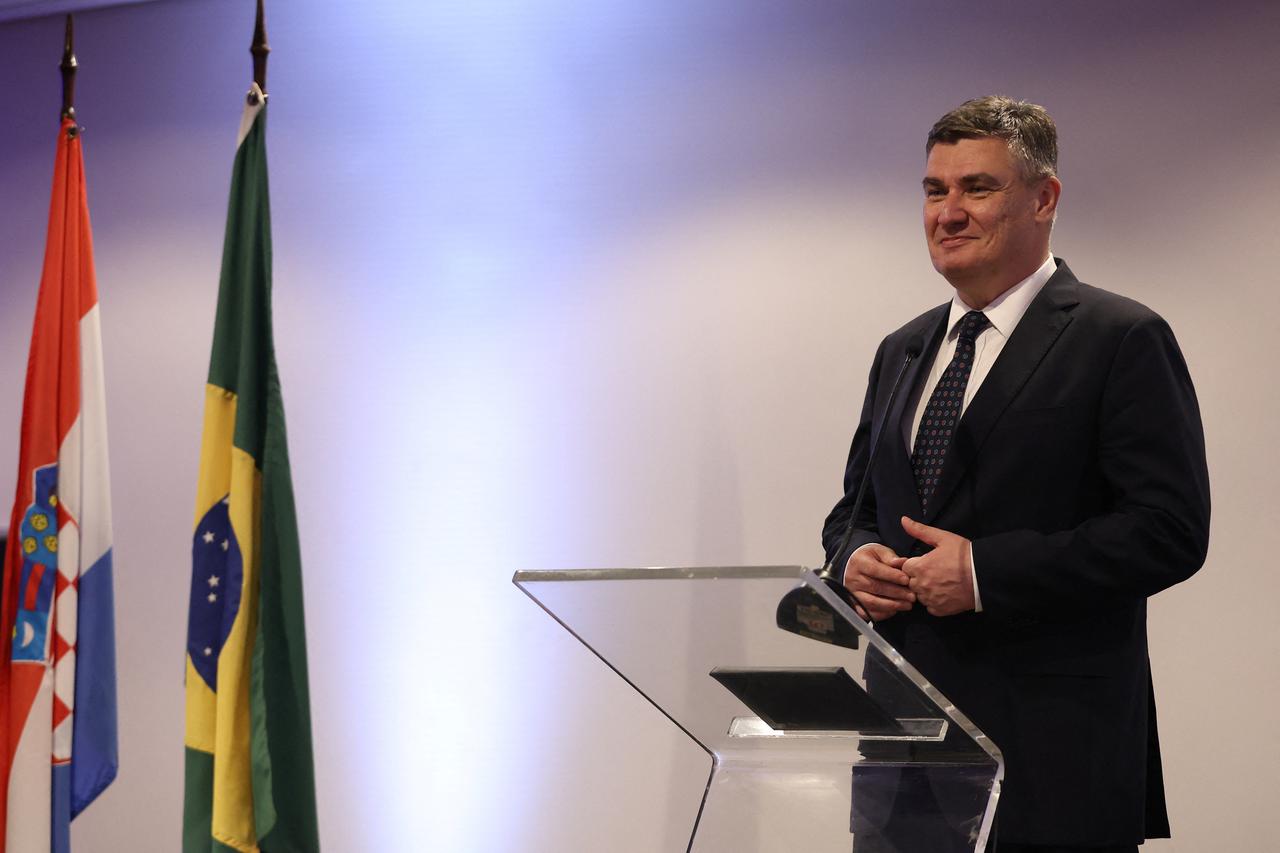 Croatian President Zoran Milanovic attends an event with the Croatian community in Sao Paulo
