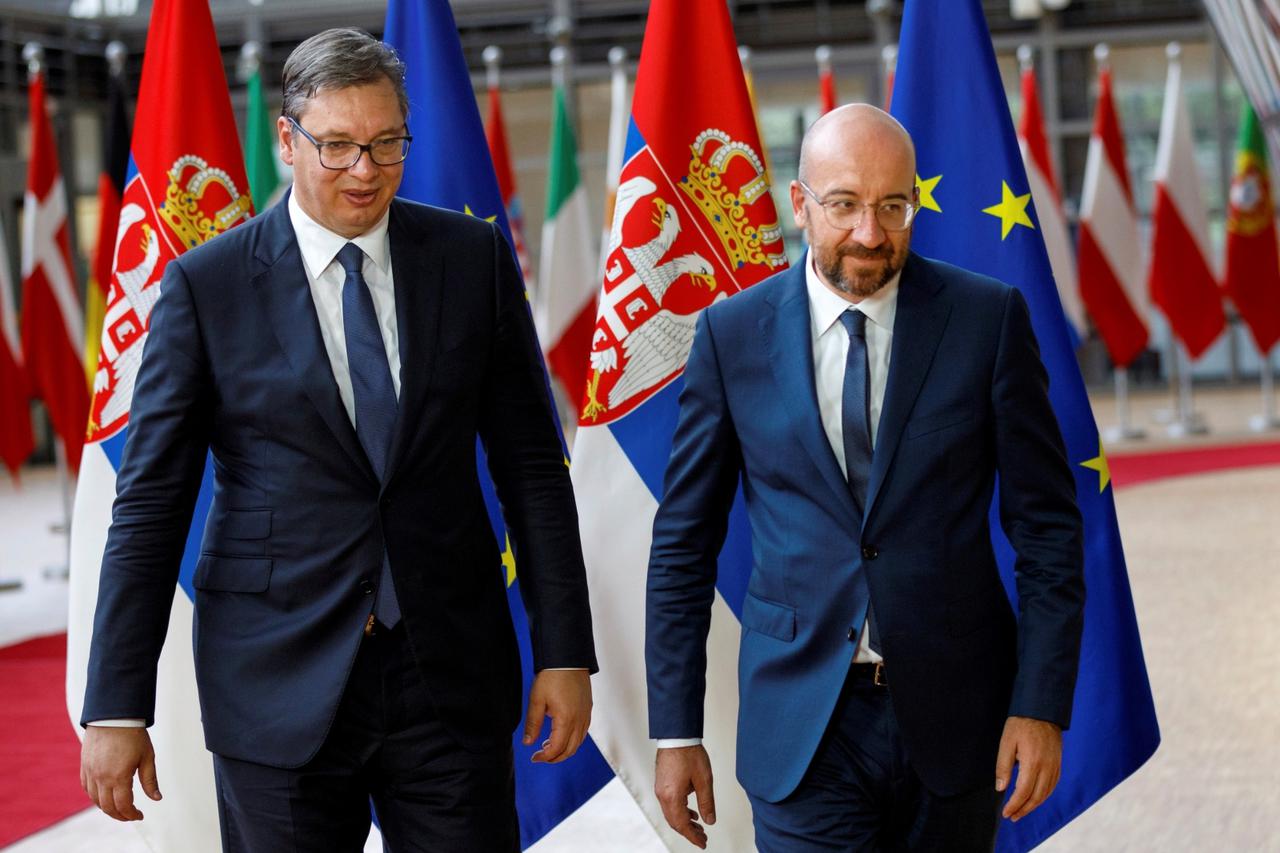 European Council President Charles Michel meets with Serbian President Aleksandar Vucic in Brussels