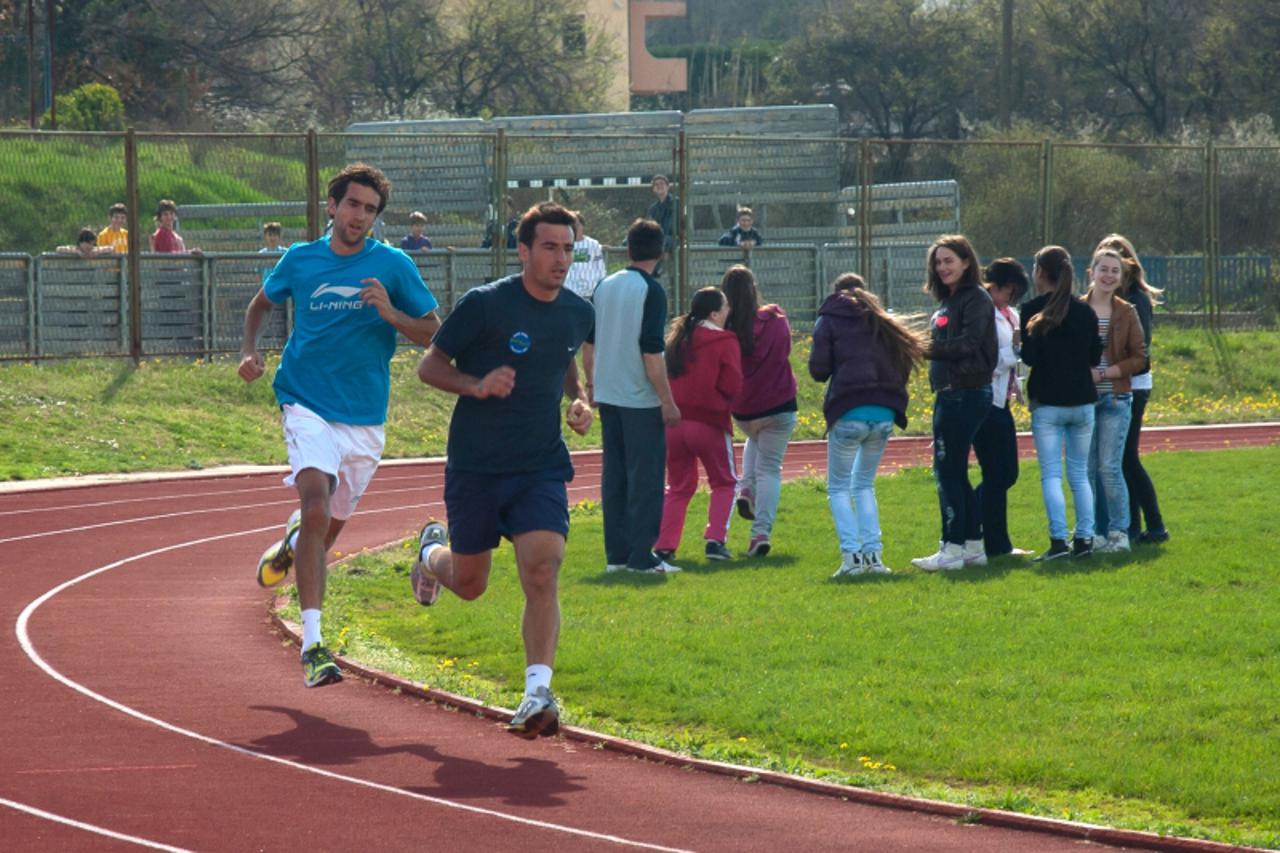 'sport...citluk...01.04.2011...stadion bare, marin cilic i ivan dodig na atletskoj stazi iskoristili slobodan dan za zajednicki kondicioni trening... foto: zoran grizelj vecernji list'