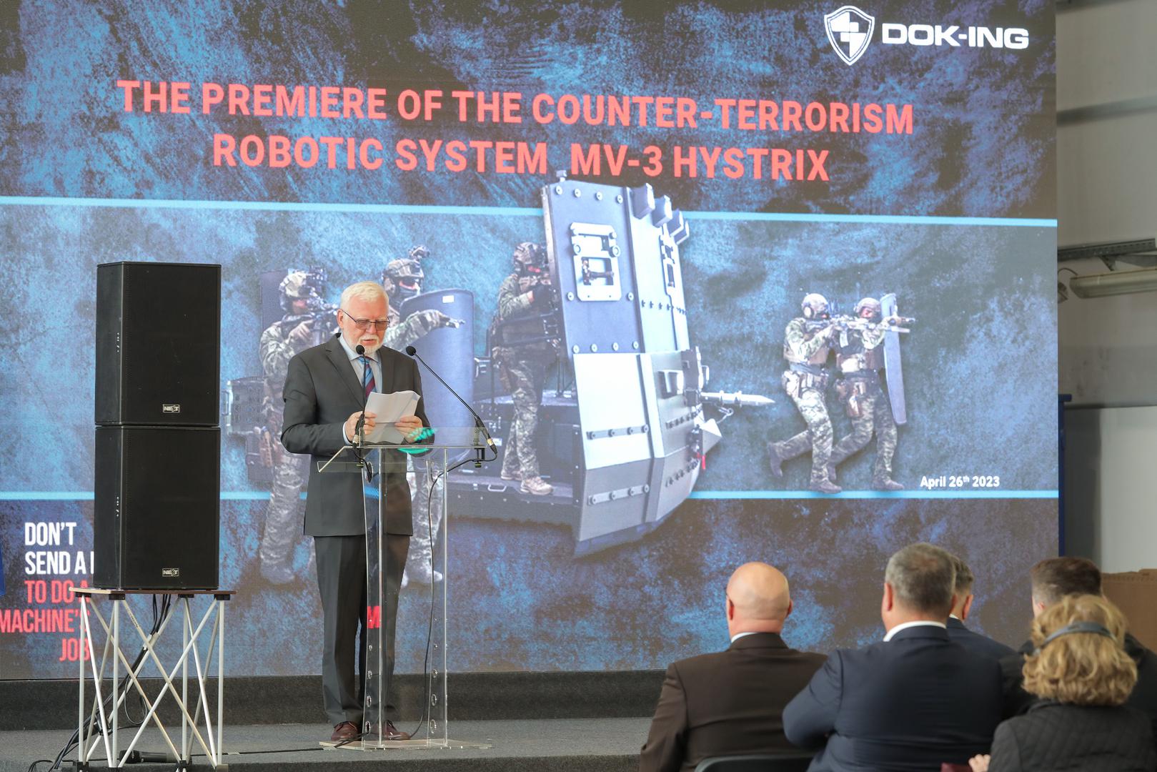 26.04.2023., Zagreb - U prostorima Dok-Inga odrzana je premijera protuteroristickog robotskog vozila MV-3 HYSTRIX. osnivac i vlasnik DOK-ING-a Vjekoslav Majetic Photo: Tomislav Miletic/PIXSELL