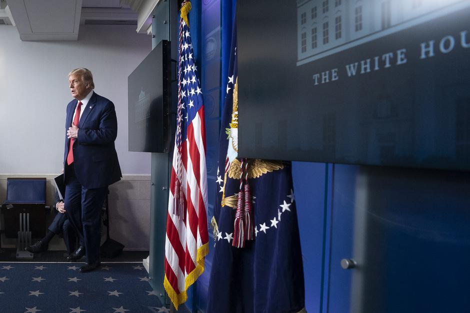 President Trump holds a news briefing at the White House