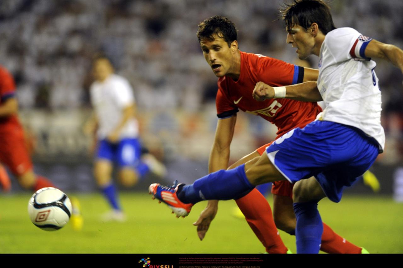 '02.08.2012., Stadion Poljud, Split - Prva utakmica 3. pretkola Europske lige, HNK Hajduk Split - FC Inter Milano. Ante Vukusic i Mathias Silvestre. Photo: Tino Juric/PIXSELL'