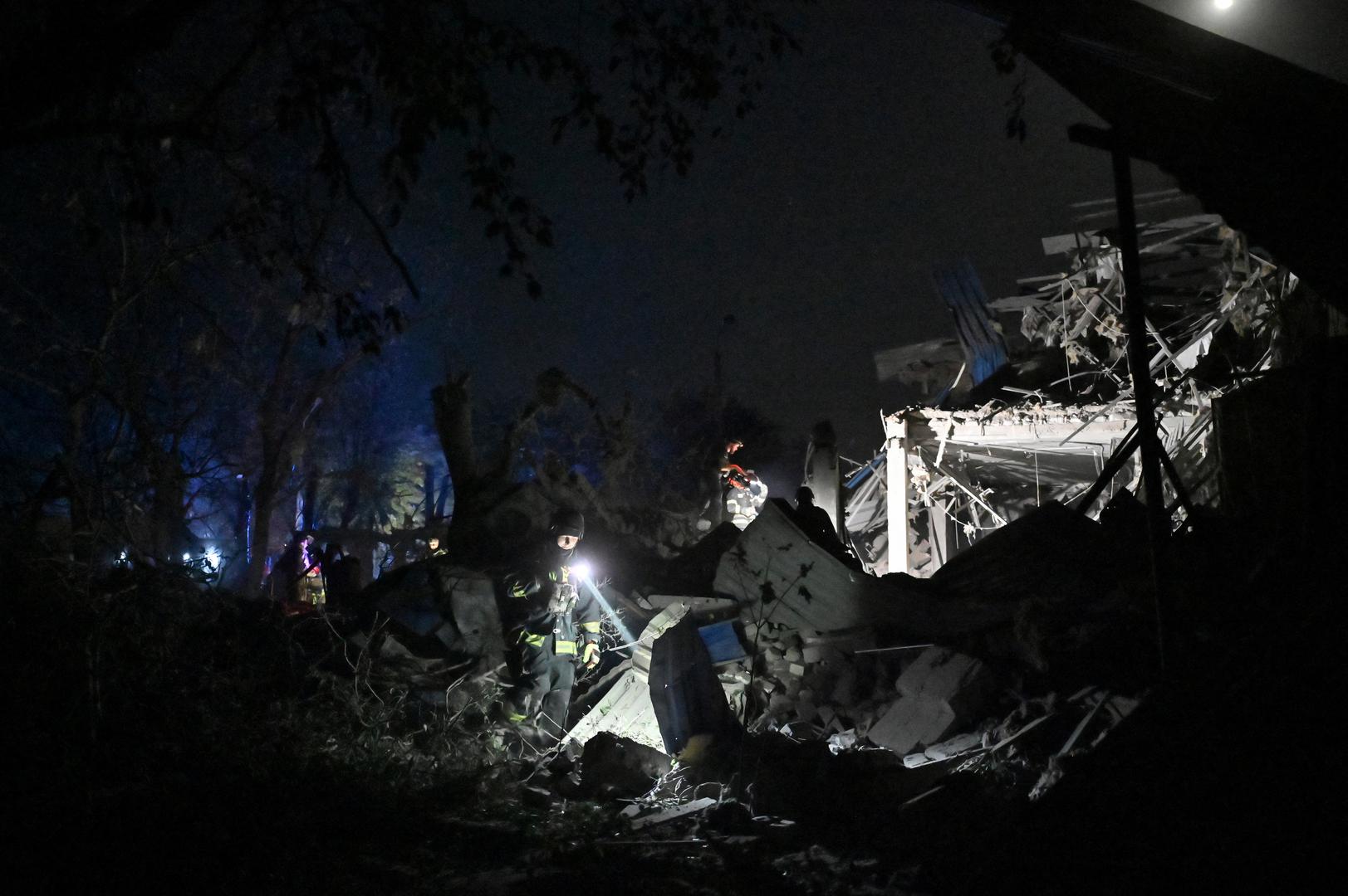 Ukrainian emergency services conduct a search and rescue operation among the rubble of a destroyed hotel following a Russian strike in the town of Kramatorsk on August 24, 2024, amid the Russian invasion of Ukraine. A nighttime Russian strike on a hotel in the eastern Ukrainian city of Kramatorsk wounded two journalists, while a third was missing in the rubble, authorities said Sunday. Vadym Filashkin, head of the Donetsk regional government, said the journalists were British, US and Ukrainian nationals and that a search operation was underway for the missing journalist.    GENYA SAVILOV/Pool via REUTERS Photo: GENYA SAVILOV/REUTERS