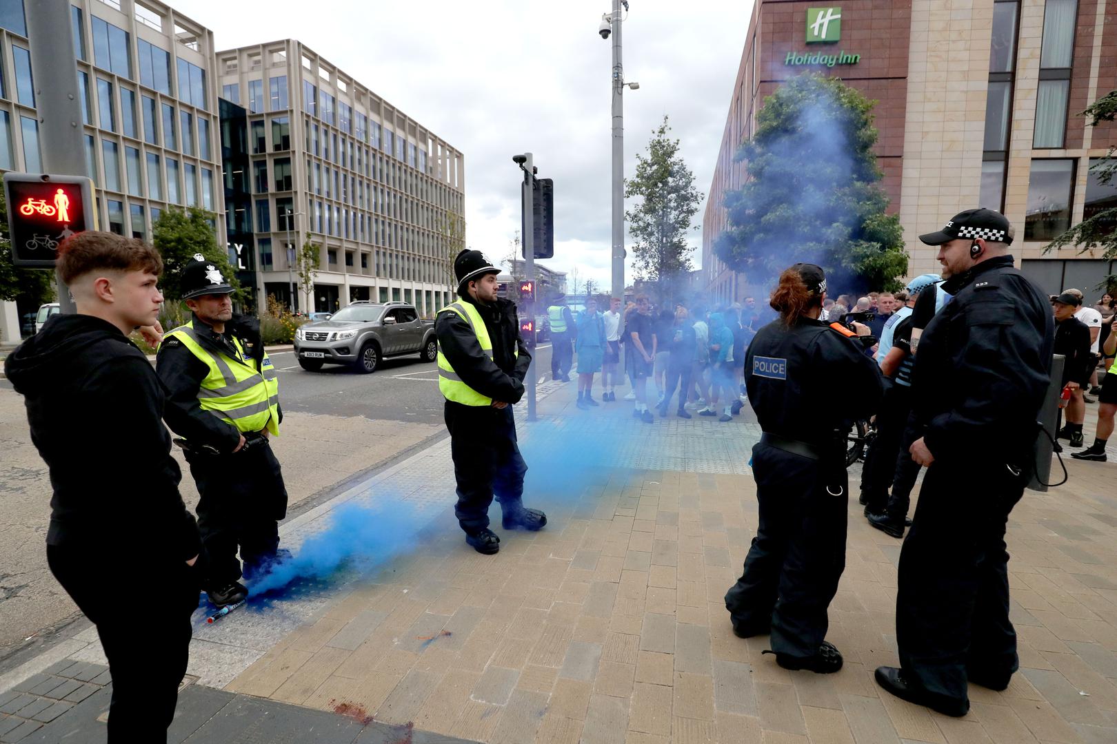 People protest in Sunderland city centre following the stabbing attacks on Monday in Southport, in which three young children were killed. Axel Rudakubana, 17, has been remanded into a youth detention accommodation, charged with three counts of murder, 10 counts of attempted murder and possession of a bladed article, following a knife attack at a Taylor Swift-themed holiday club. Picture date: Friday August 2, 2024. Photo: Scott Heppell/PRESS ASSOCIATION