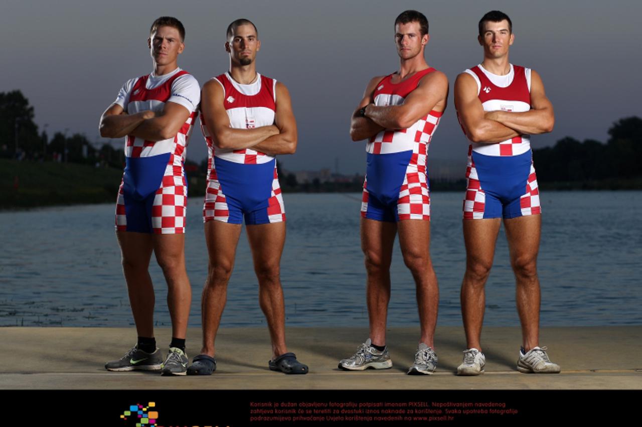 '13.07.2012., Zagreb, Jarun - Trening cetverca na parice koji ce nastupiti na Olimpijskim igrama u Londonu. Valent Sinkovic, Damir Martin, Martin Sinkovic i David Sain.  Photo: Igor Kralj/PIXSELL'