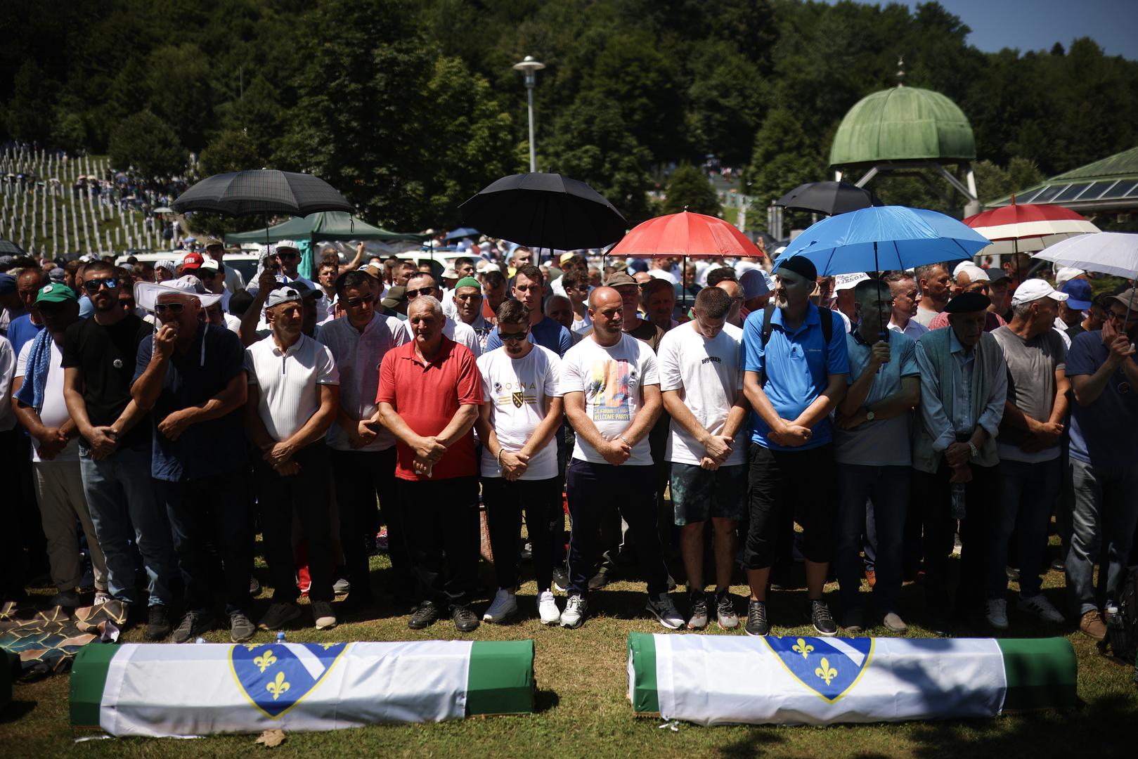 11.07.2024., Potocari, Bosna i Hercegovina - U Memorijalnom centru Srebrenica-Potocari obiljezena 29. godisnjica genocida nad Bosnjacima "Sigurne zone UN-a" Srebrenica, te je klanjana dzenaza i obavljen ukop za 14 nevinih zrtava genocida u Srebrenici. Photo: Armin Durgut/PIXSELL