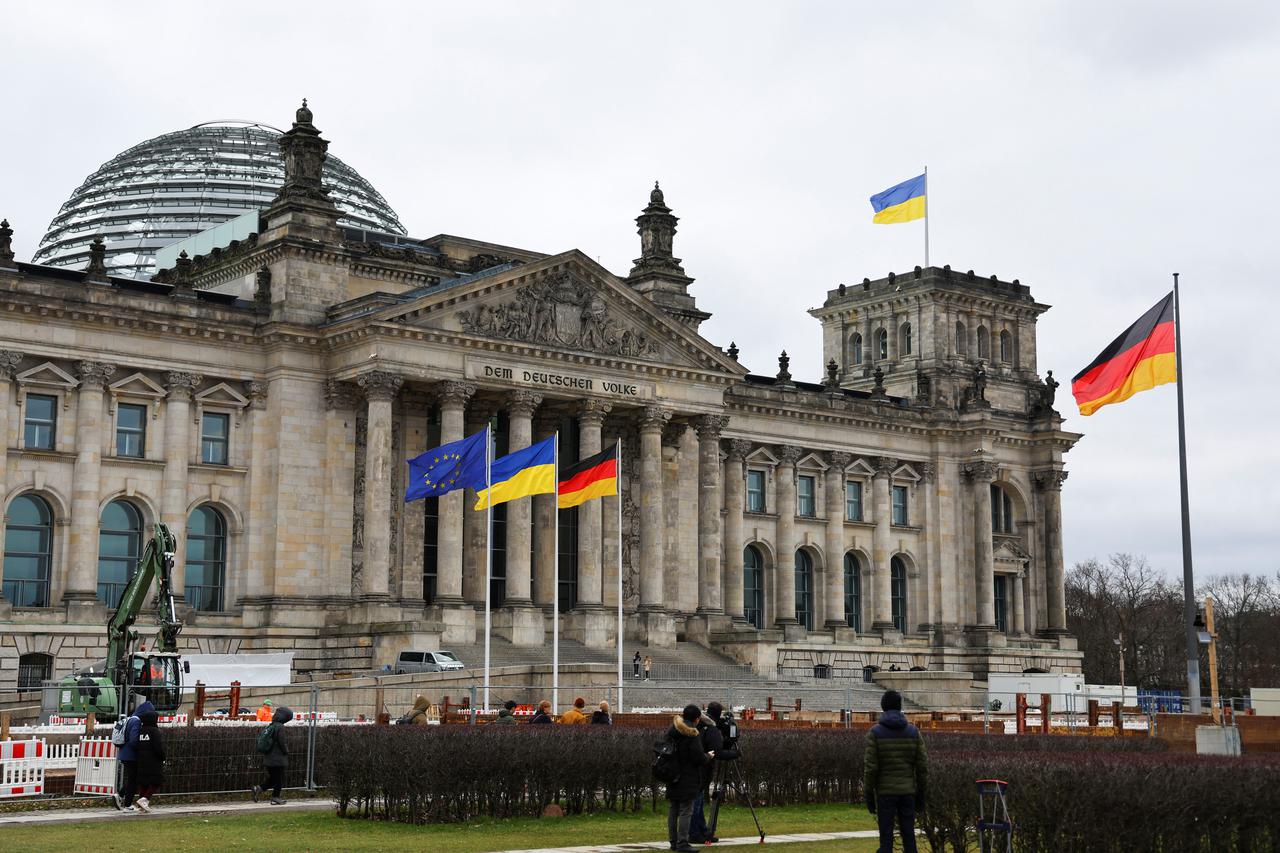 Event marking the first anniversary of the Russian invasion of Ukraine, in Berlin