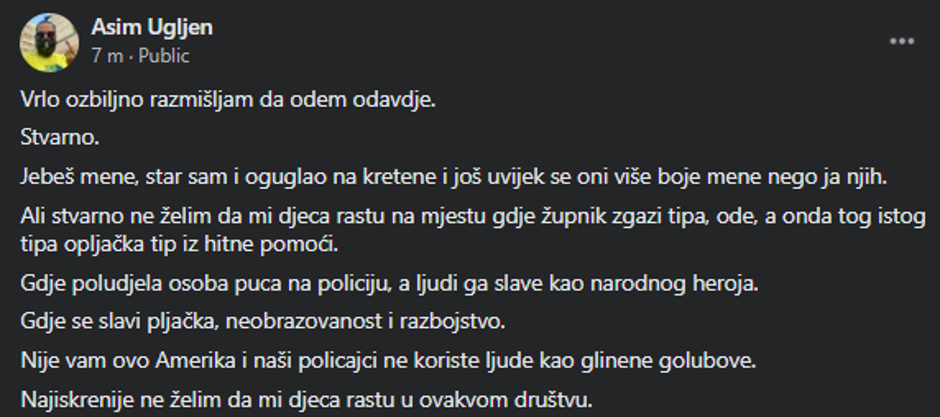 Glumac užasnut događajima u Hrvatskoj