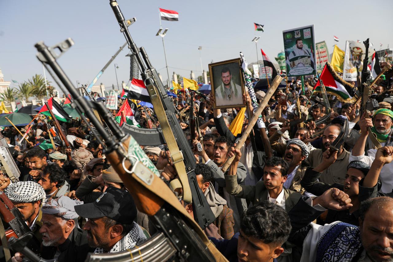 Protesters rally to show support to Palestinians and Hezbollah, in Sanaa